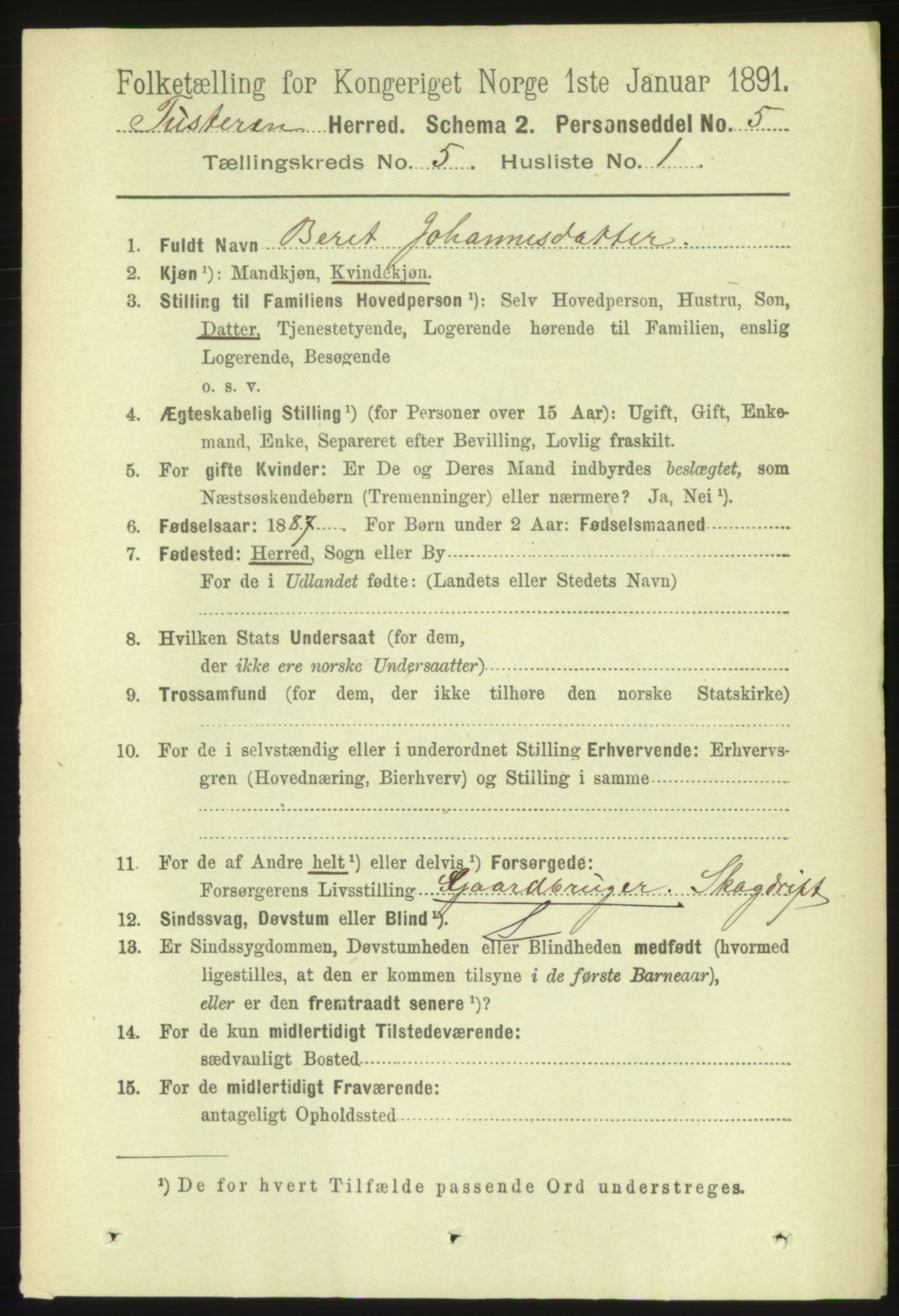 RA, 1891 census for 1572 Tustna, 1891, p. 1715