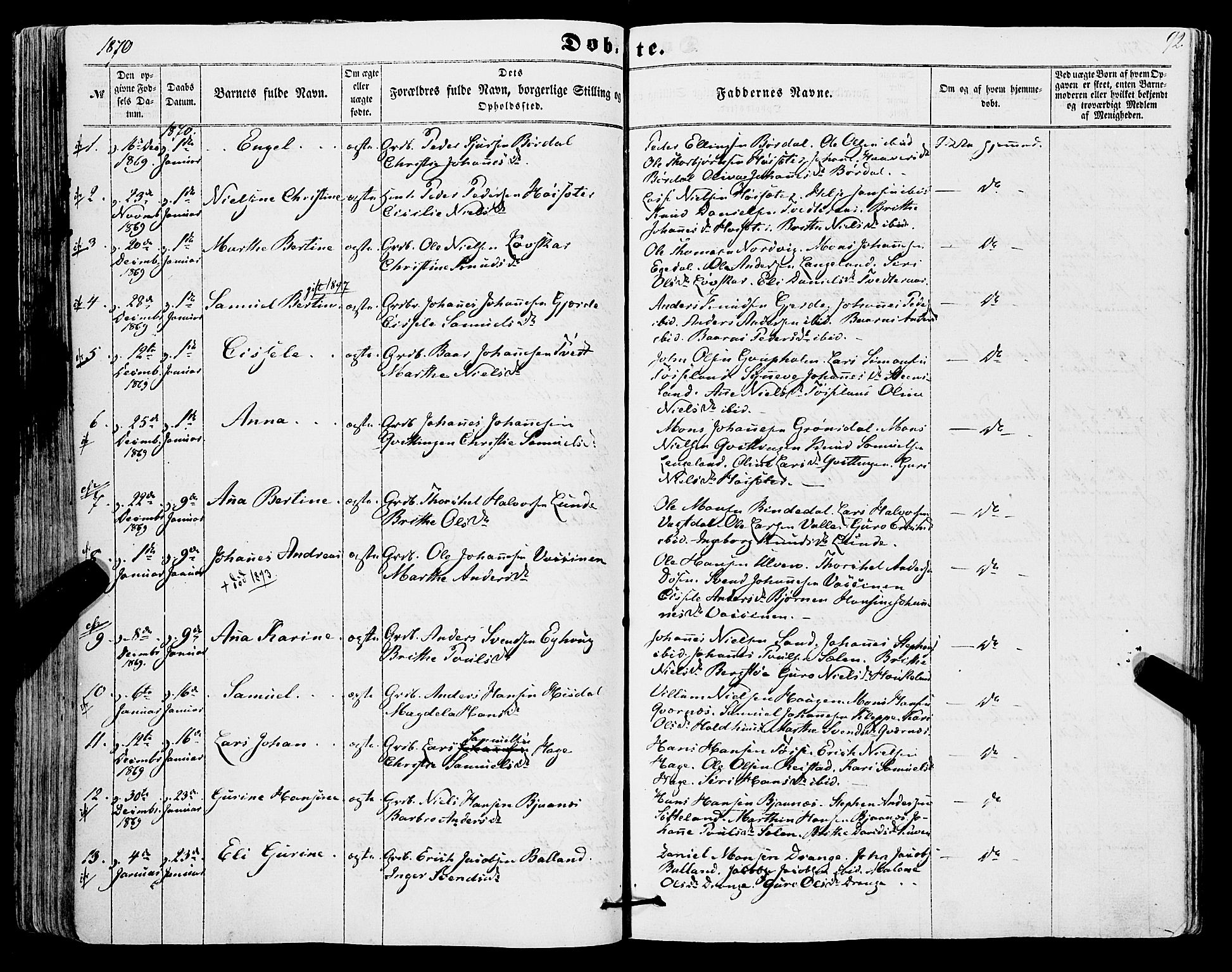 Os sokneprestembete, AV/SAB-A-99929: Parish register (official) no. A 17, 1860-1873, p. 92