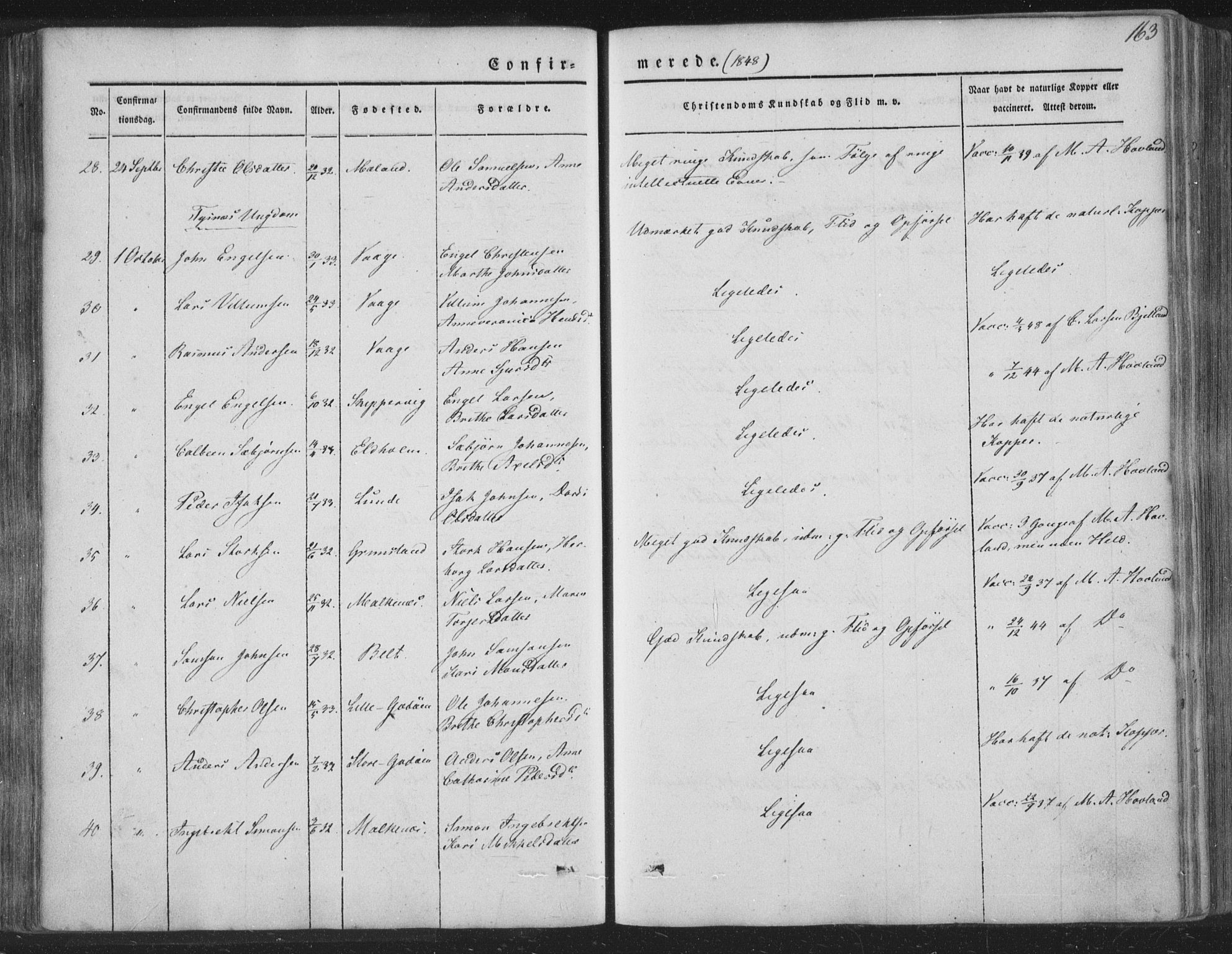 Tysnes sokneprestembete, AV/SAB-A-78601/H/Haa: Parish register (official) no. A 10, 1848-1859, p. 163