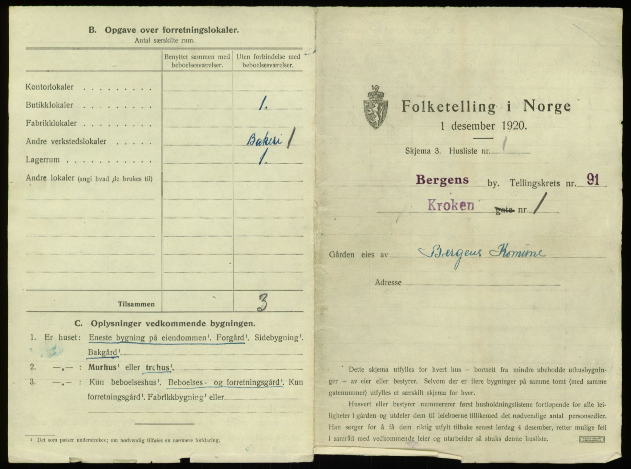 SAB, 1920 census for Bergen, 1920, p. 8700