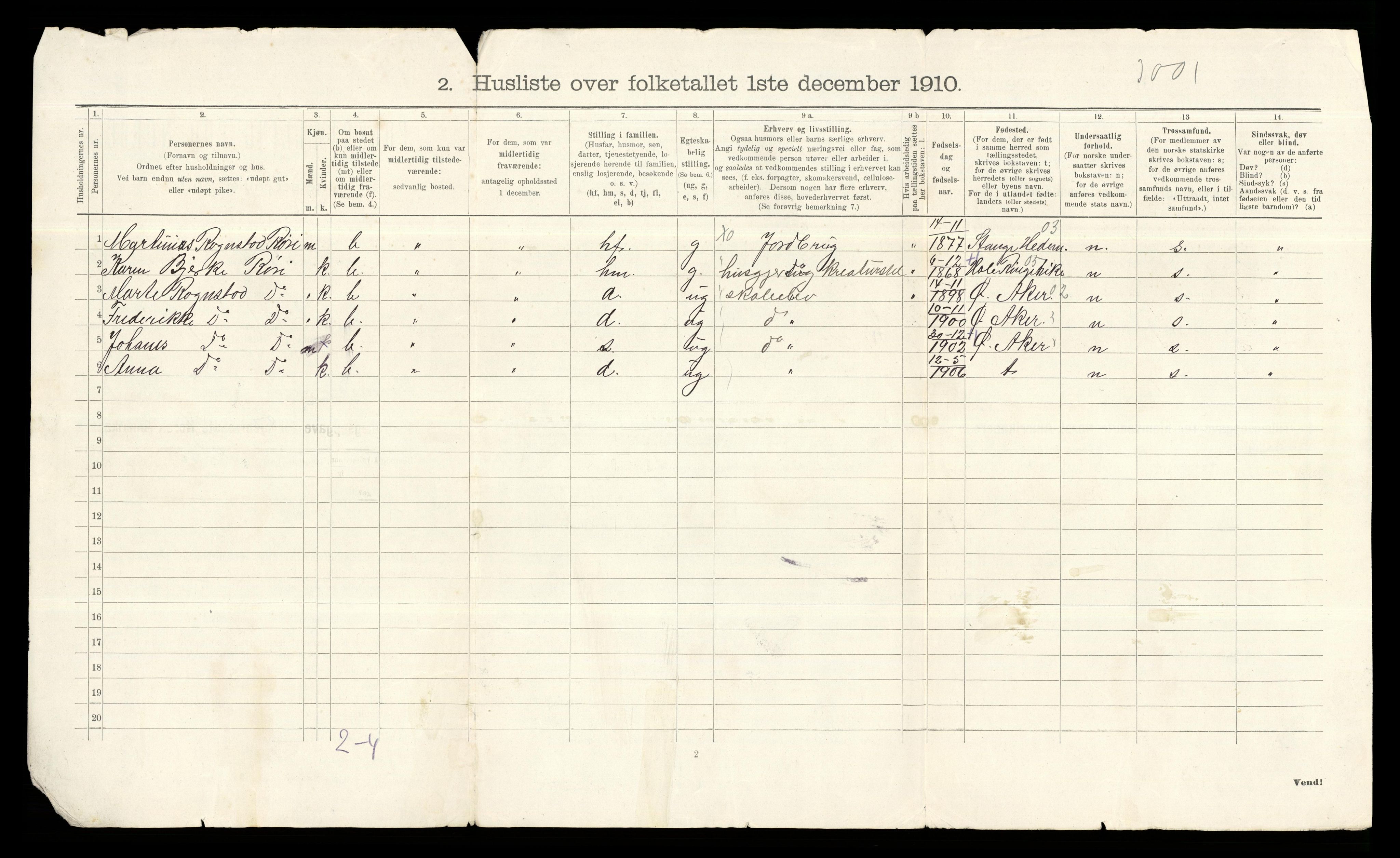 RA, 1910 census for Lørenskog, 1910, p. 19