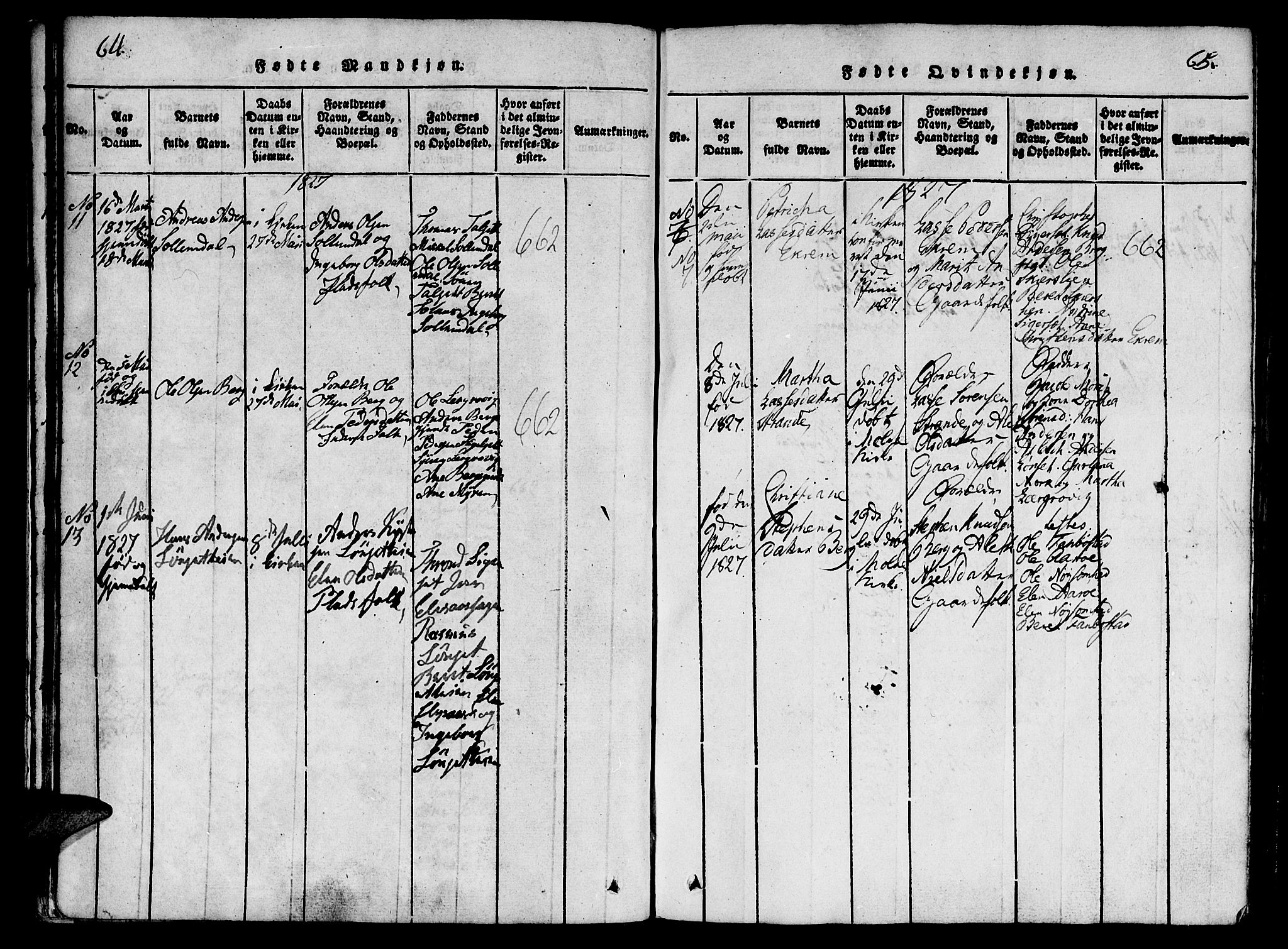 Ministerialprotokoller, klokkerbøker og fødselsregistre - Møre og Romsdal, SAT/A-1454/555/L0652: Parish register (official) no. 555A03, 1817-1843, p. 64-65