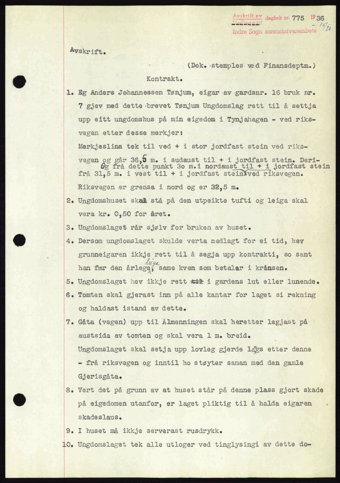 Indre Sogn tingrett, SAB/A-3301/1/G/Gb/Gba/L0030: Mortgage book no. 30, 1935-1937, Deed date: 15.10.1936