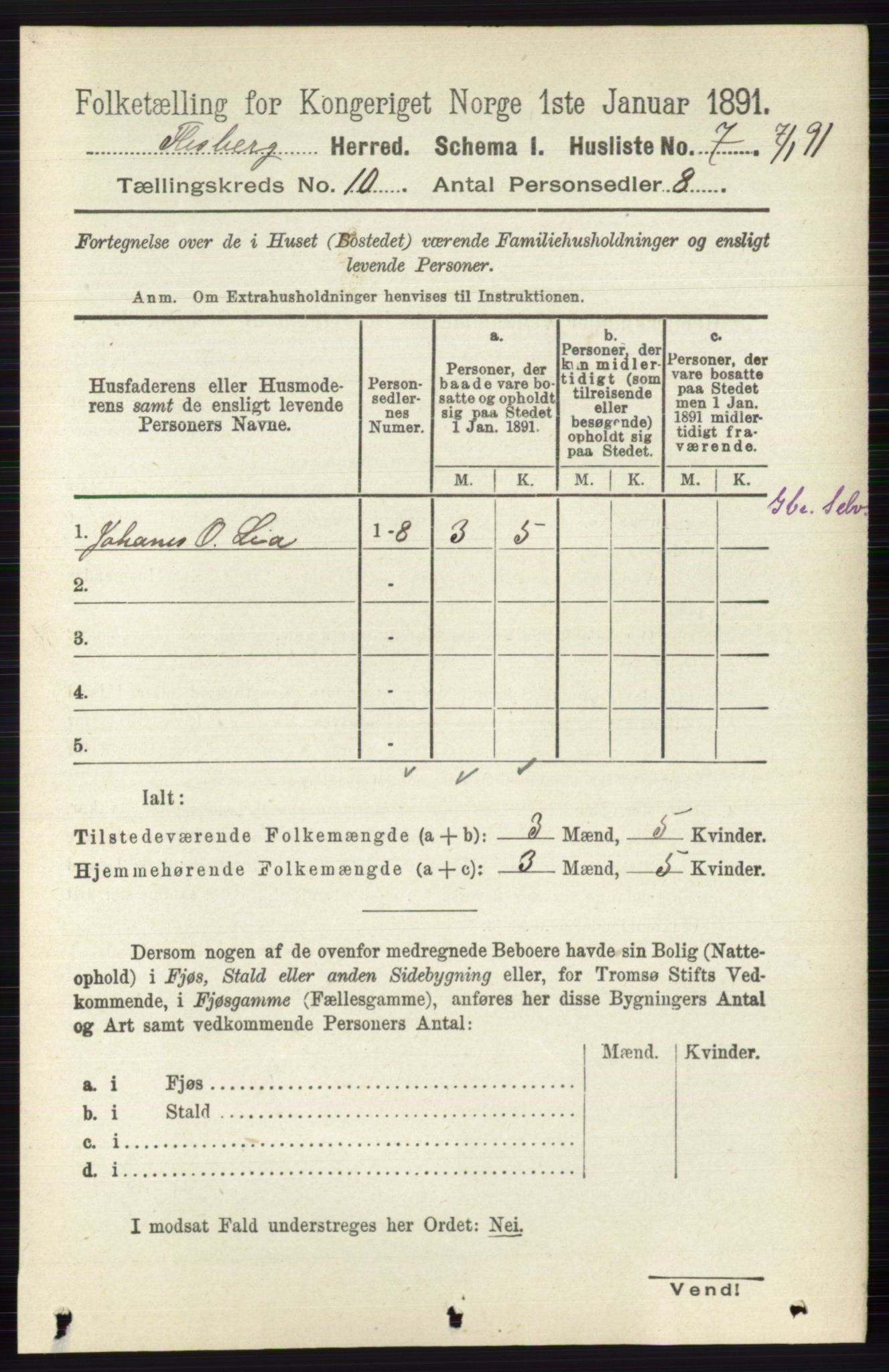 RA, 1891 census for 0631 Flesberg, 1891, p. 1661