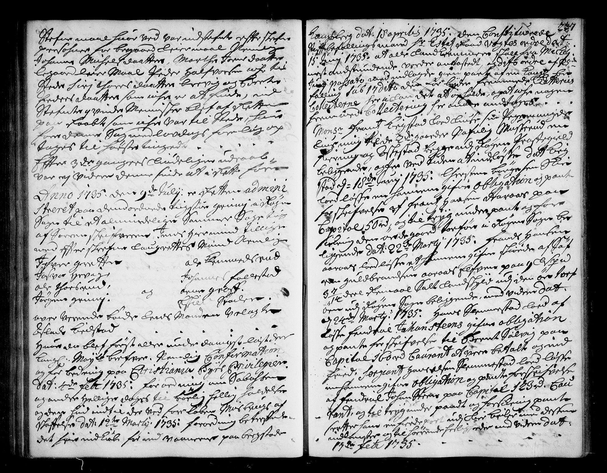 Lier, Røyken og Hurum sorenskriveri, SAKO/A-89/F/Fa/L0047: Tingbok, 1733-1736, p. 227
