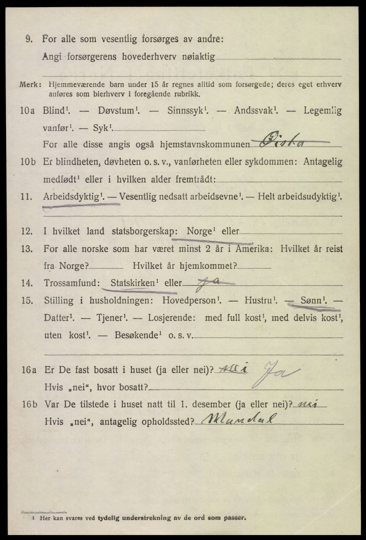 SAK, 1920 census for Øyestad, 1920, p. 9231