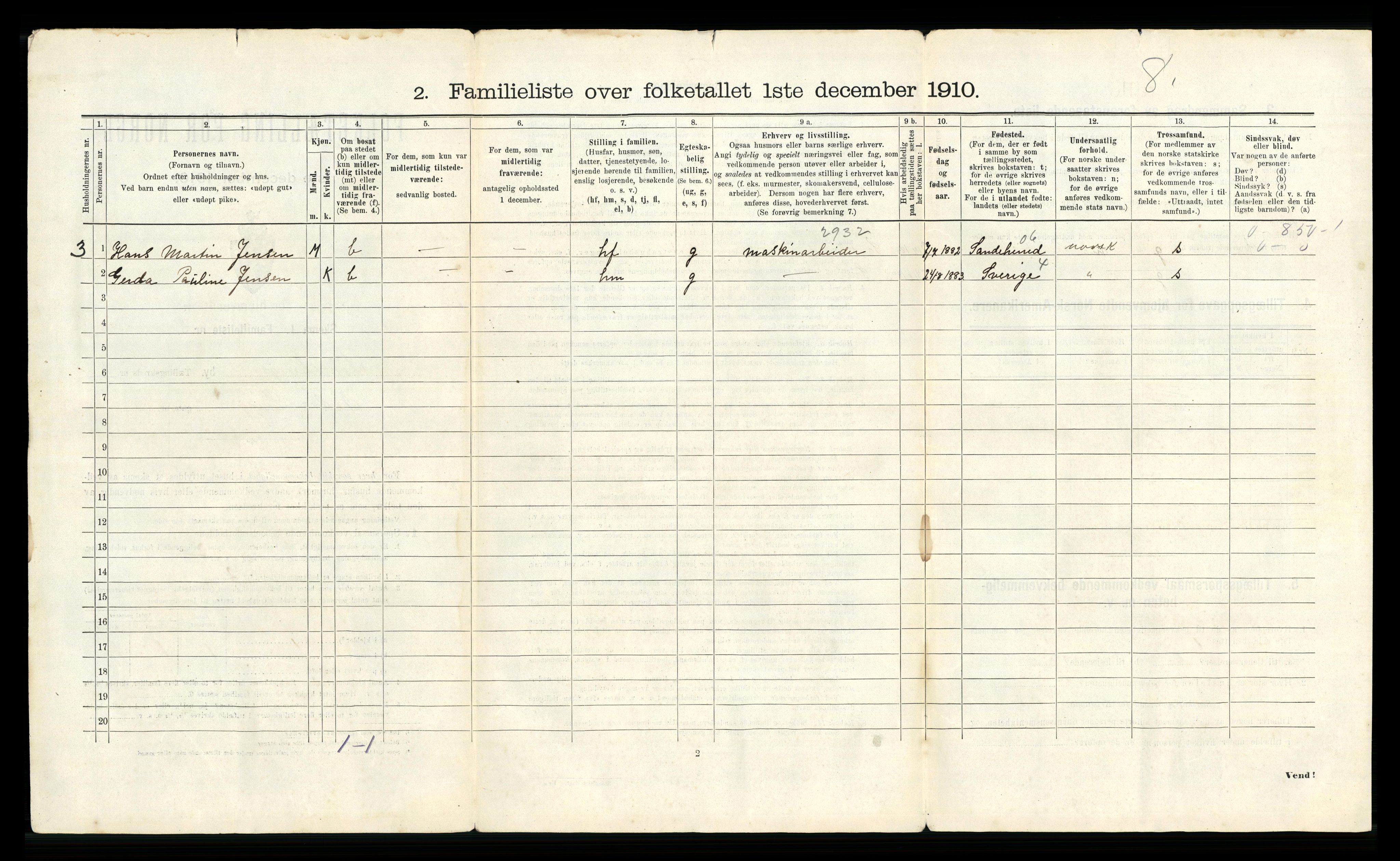 RA, 1910 census for Tønsberg, 1910, p. 104