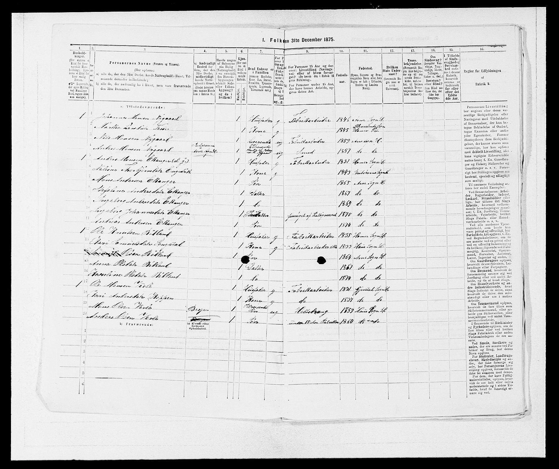 SAB, 1875 census for 1250P Haus, 1875, p. 801