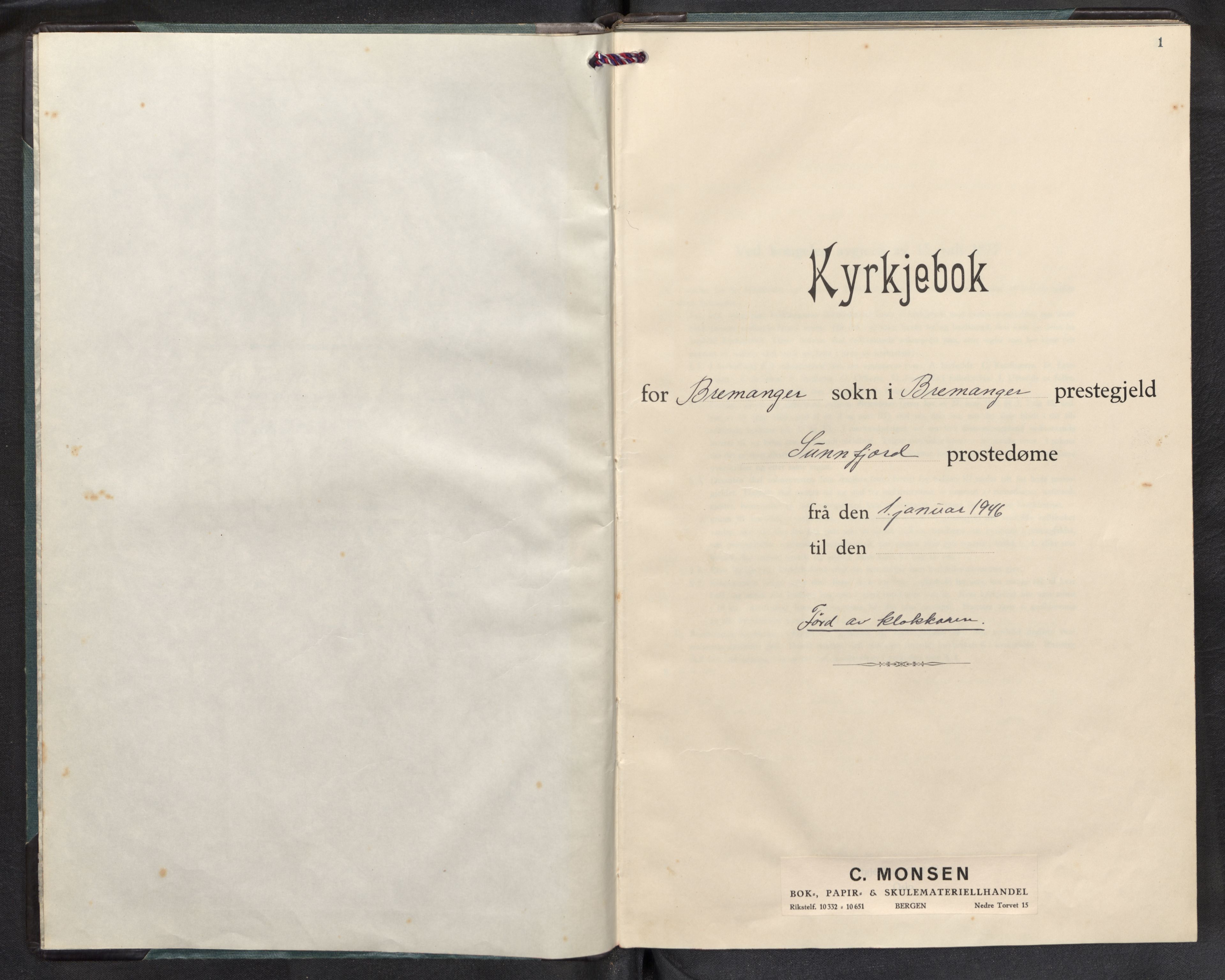 Bremanger sokneprestembete, AV/SAB-A-82201/H/Hab/Habb/L0003: Parish register (copy) no. B 3, 1946-1957, p. 0b-1a