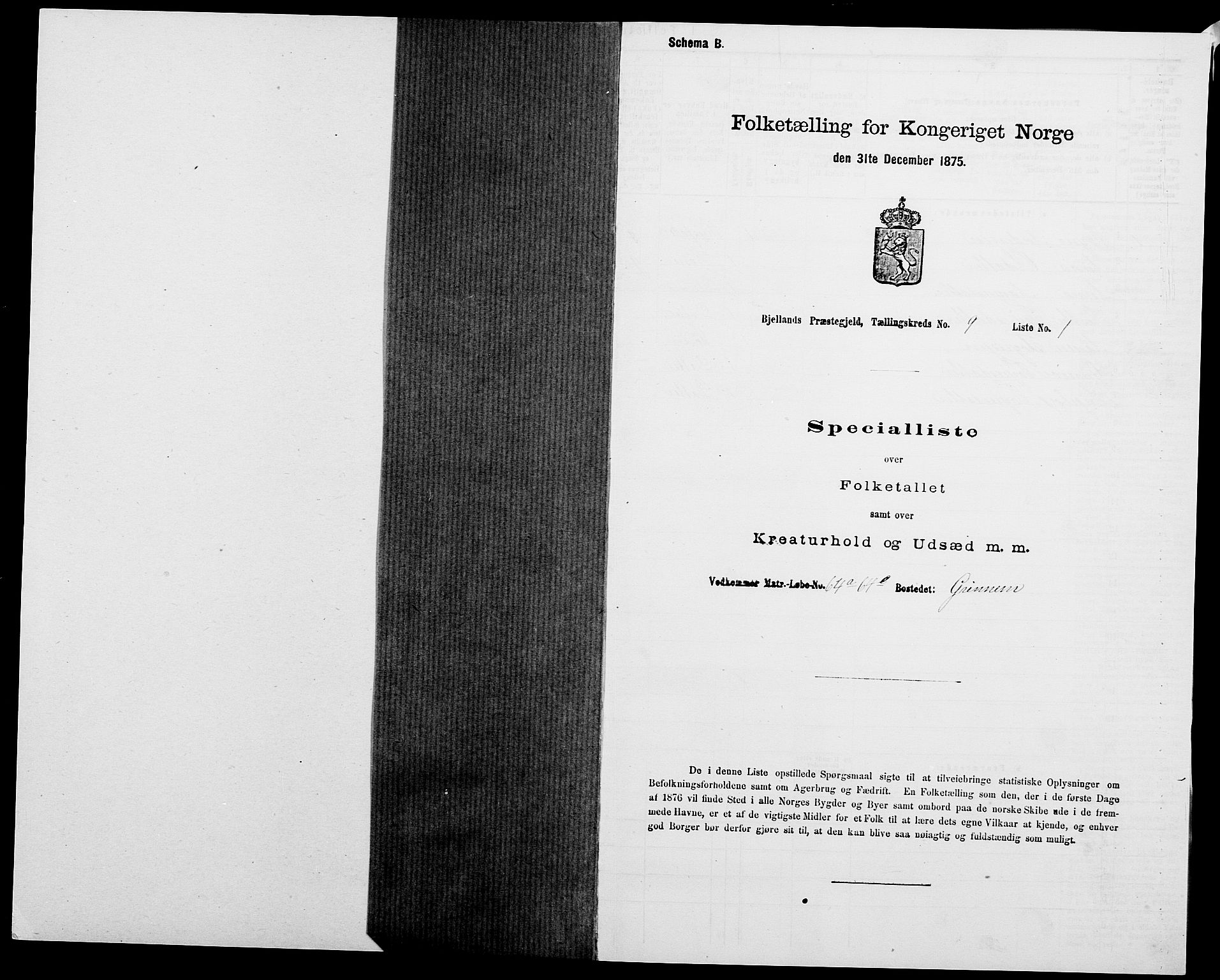 SAK, 1875 census for 1024P Bjelland, 1875, p. 635