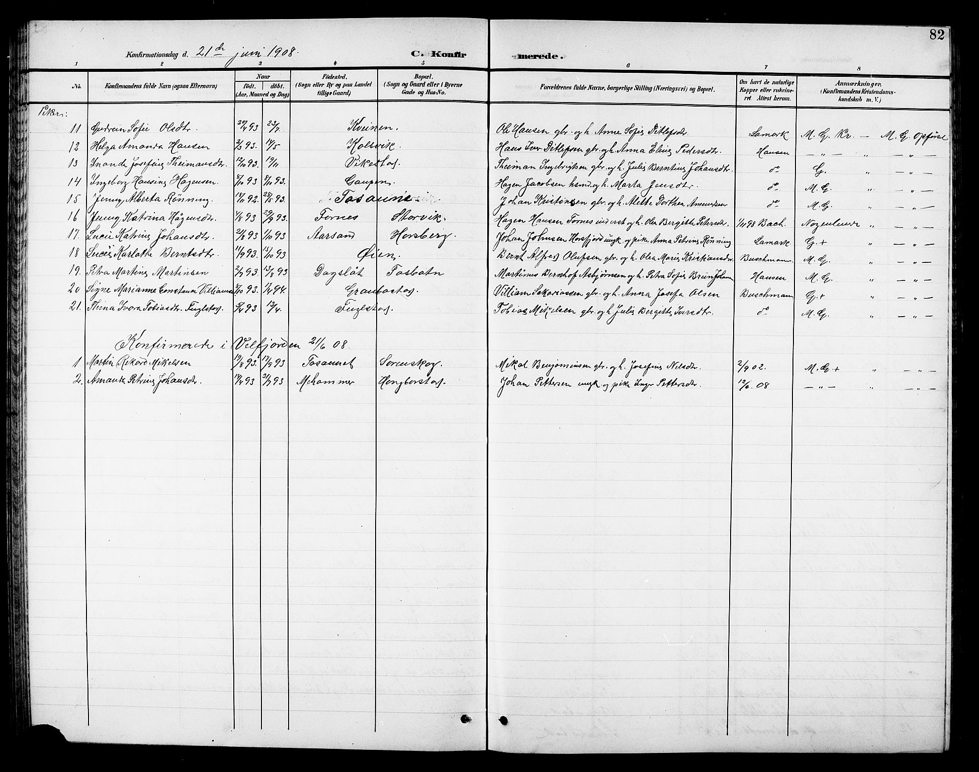 Ministerialprotokoller, klokkerbøker og fødselsregistre - Nordland, AV/SAT-A-1459/810/L0161: Parish register (copy) no. 810C04, 1897-1910, p. 82