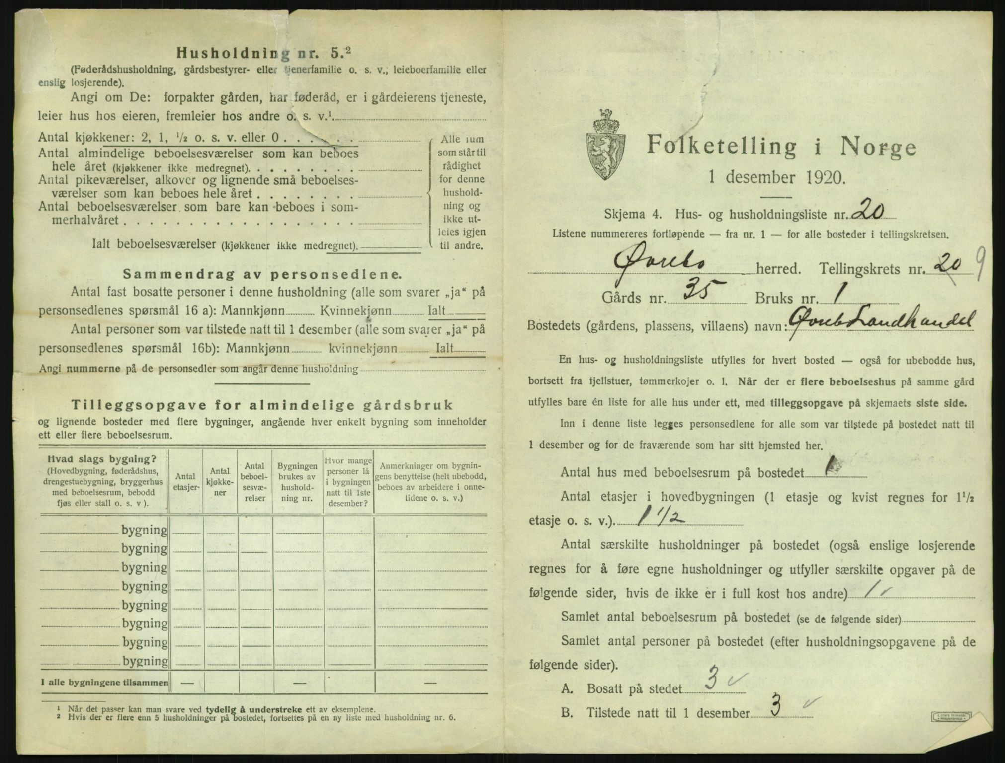 SAK, 1920 census for Øvrebø, 1920, p. 382