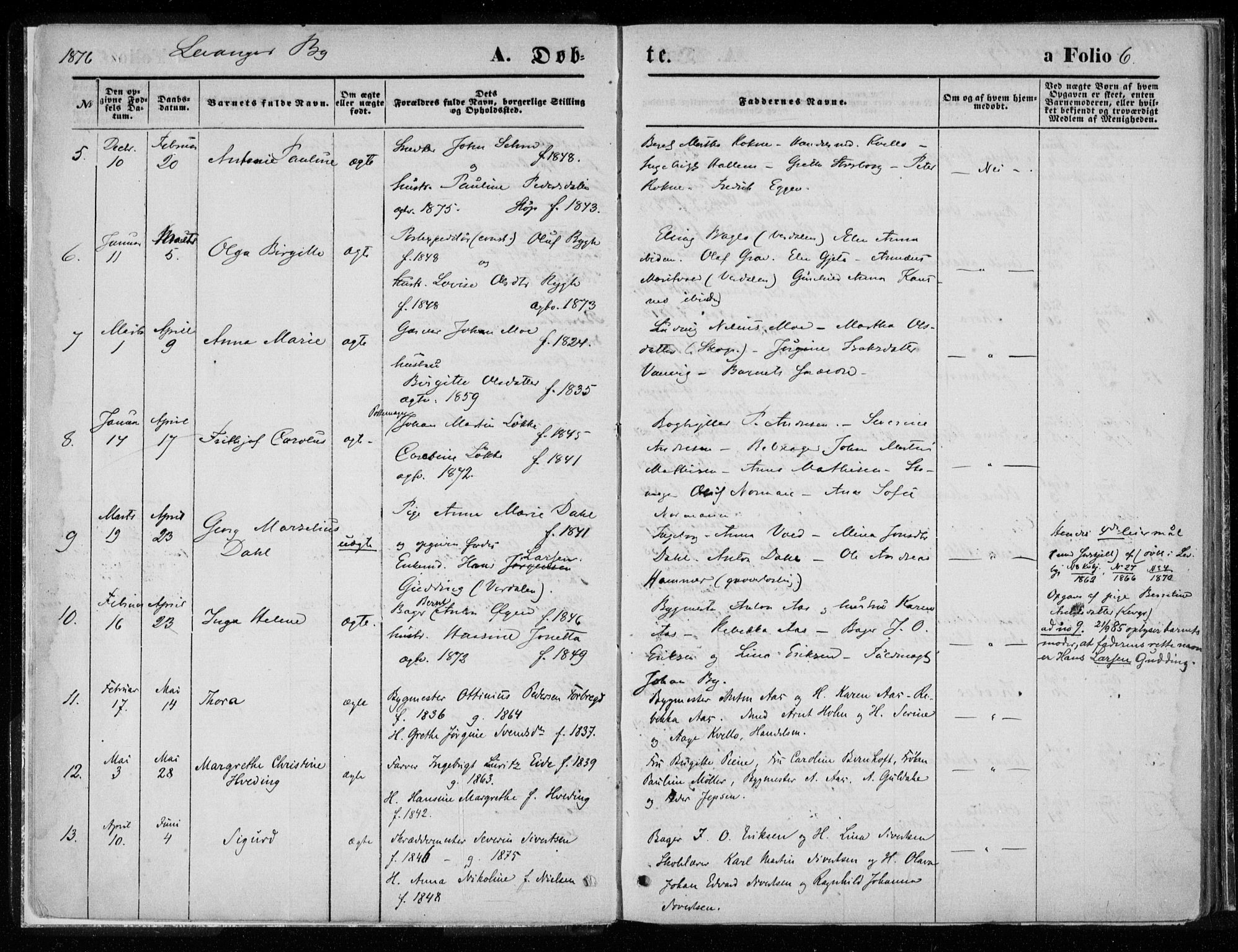 Ministerialprotokoller, klokkerbøker og fødselsregistre - Nord-Trøndelag, AV/SAT-A-1458/720/L0187: Parish register (official) no. 720A04 /1, 1875-1879, p. 6