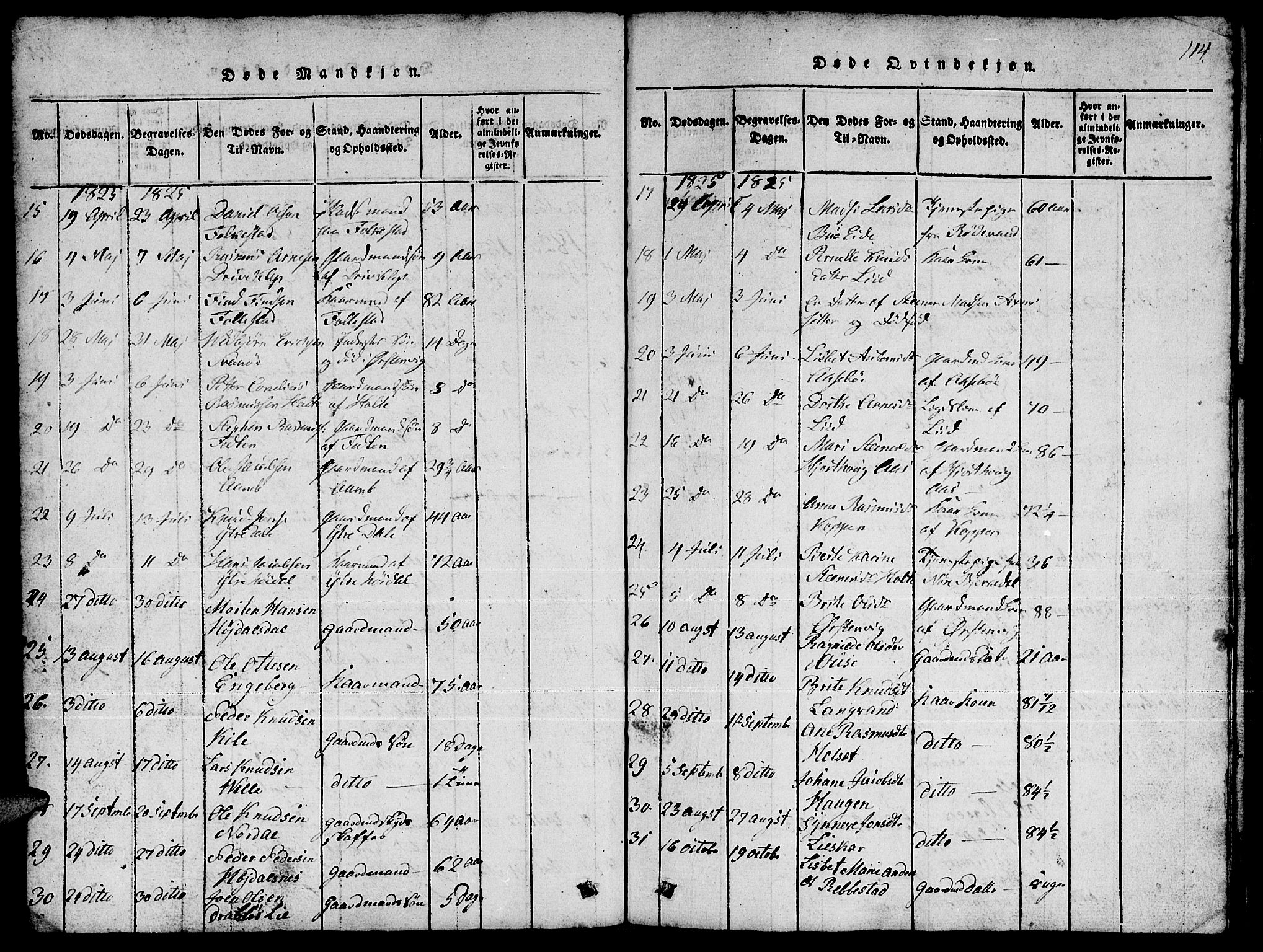 Ministerialprotokoller, klokkerbøker og fødselsregistre - Møre og Romsdal, AV/SAT-A-1454/511/L0155: Parish register (copy) no. 511C01, 1817-1829, p. 114