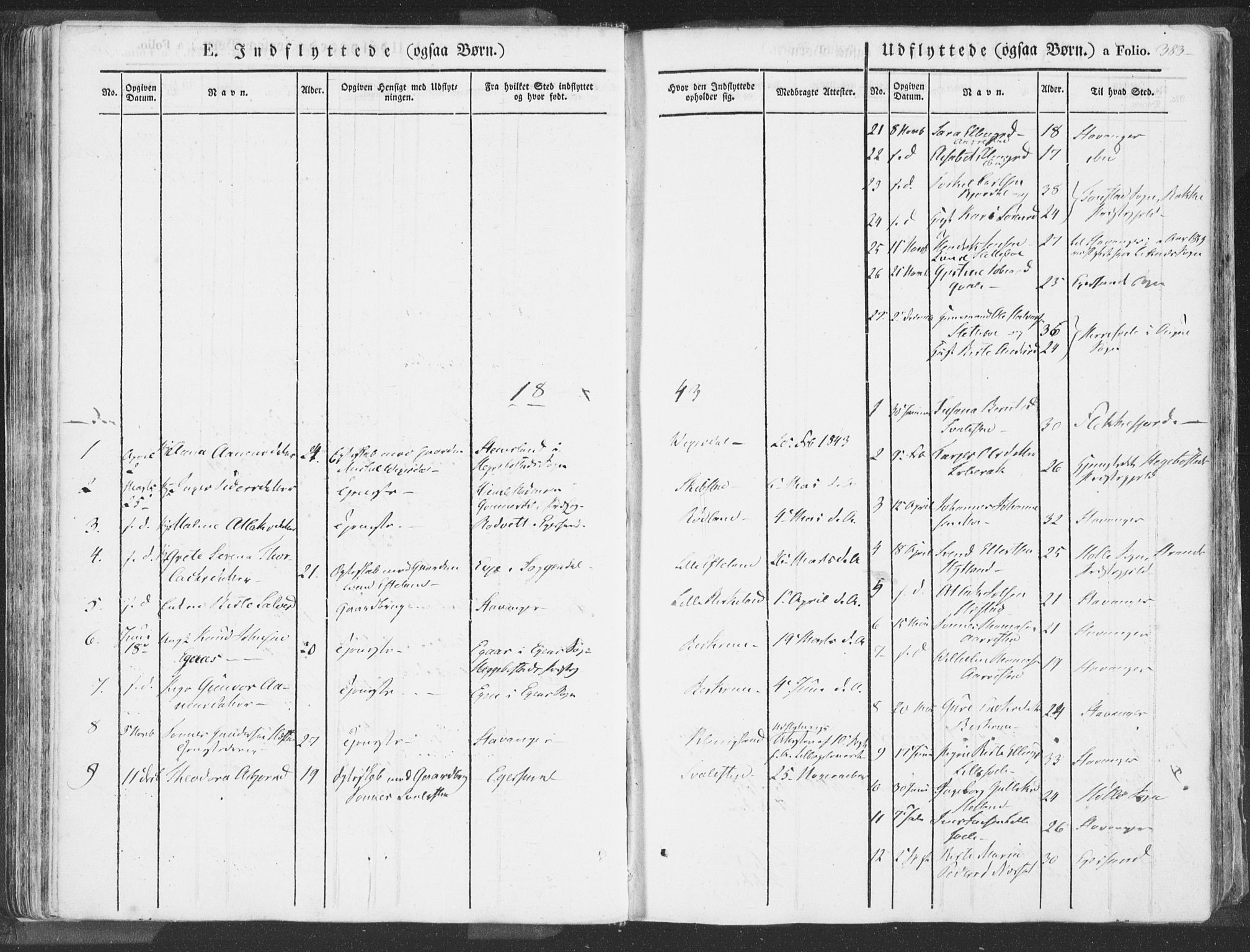 Helleland sokneprestkontor, SAST/A-101810: Parish register (official) no. A 6.2, 1834-1863, p. 383