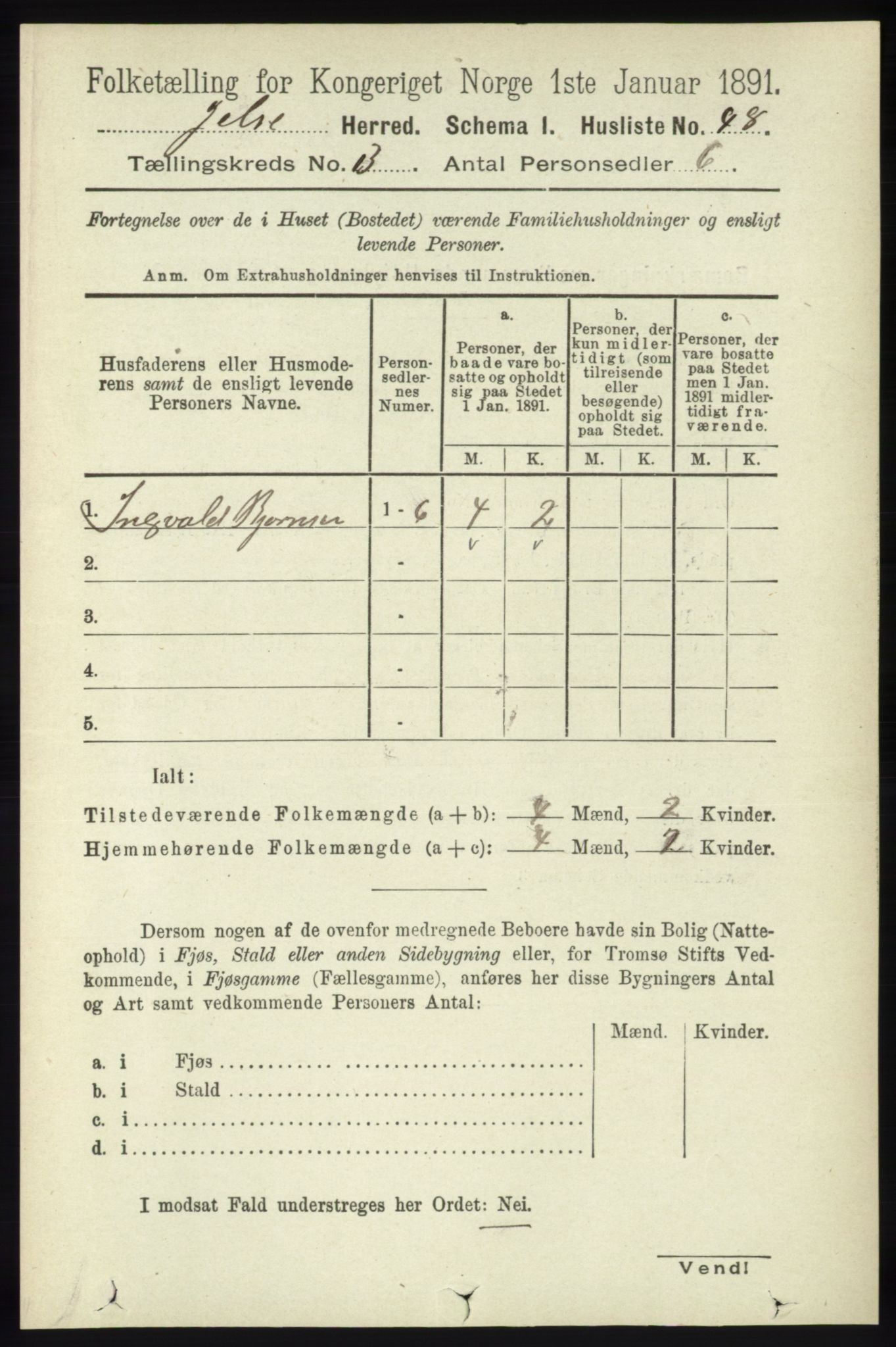 RA, 1891 census for 1138 Jelsa, 1891, p. 365