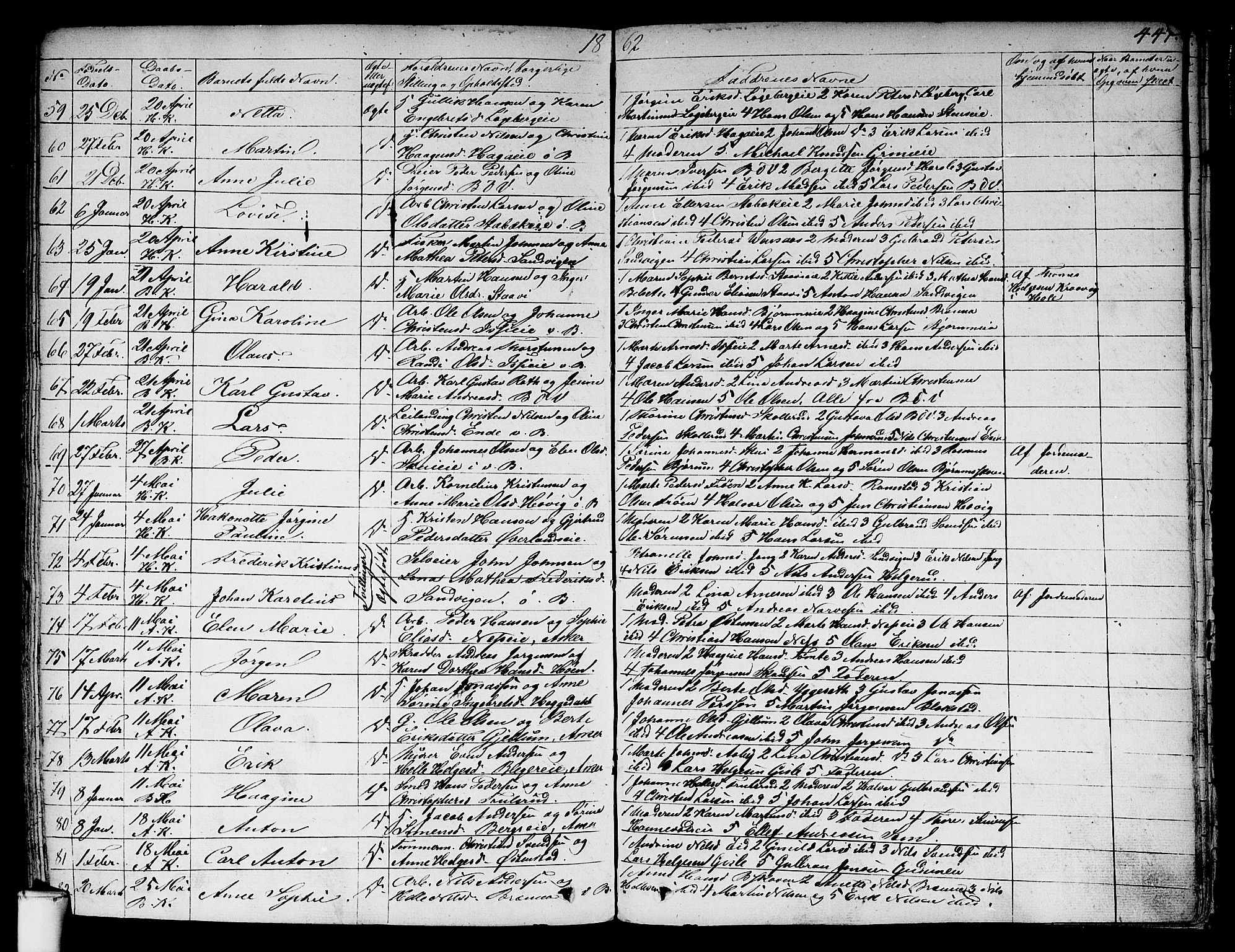 Asker prestekontor Kirkebøker, AV/SAO-A-10256a/F/Fa/L0007: Parish register (official) no. I 7, 1825-1864, p. 447