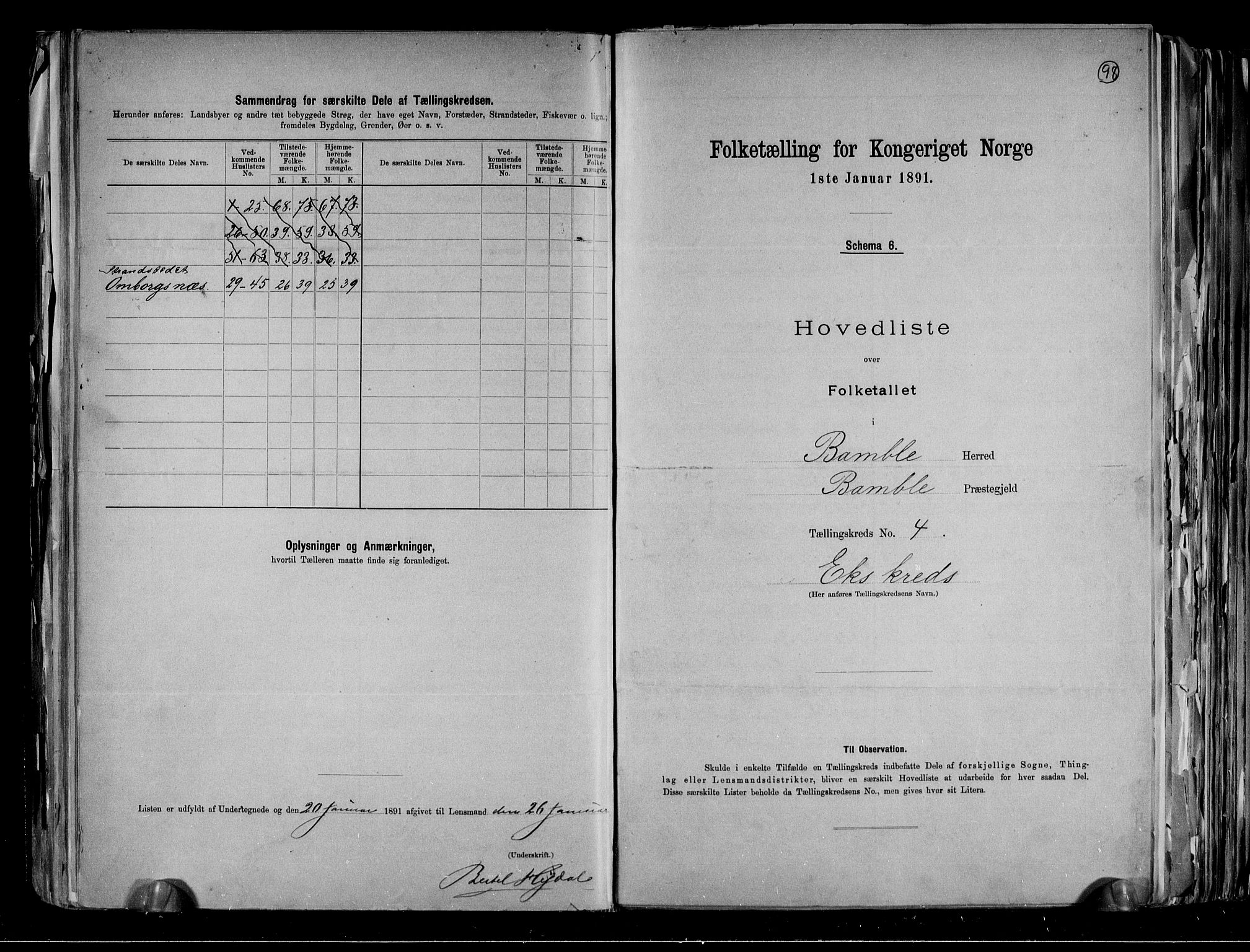 RA, 1891 census for 0814 Bamble, 1891, p. 14