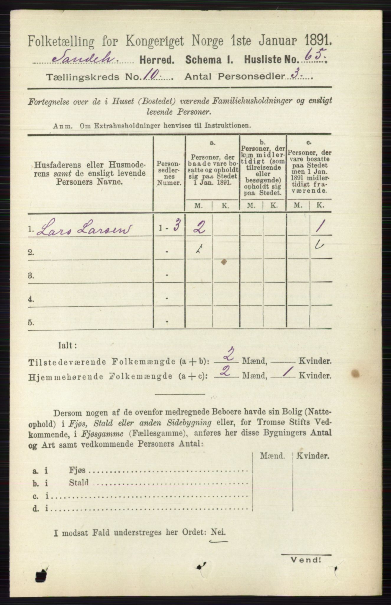 RA, 1891 census for 0724 Sandeherred, 1891, p. 6195