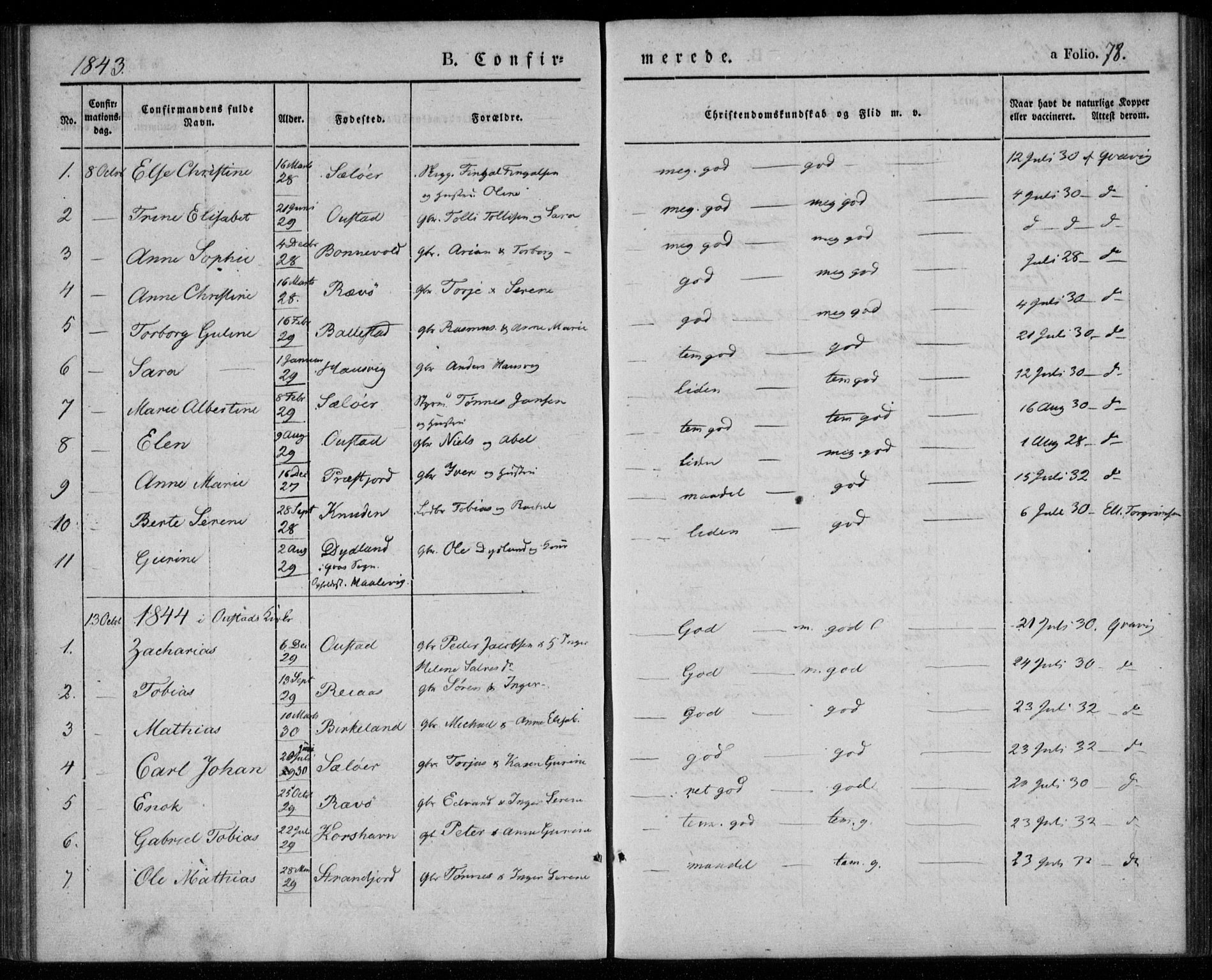 Lyngdal sokneprestkontor, AV/SAK-1111-0029/F/Fa/Faa/L0001: Parish register (official) no. A 1, 1837-1857, p. 78