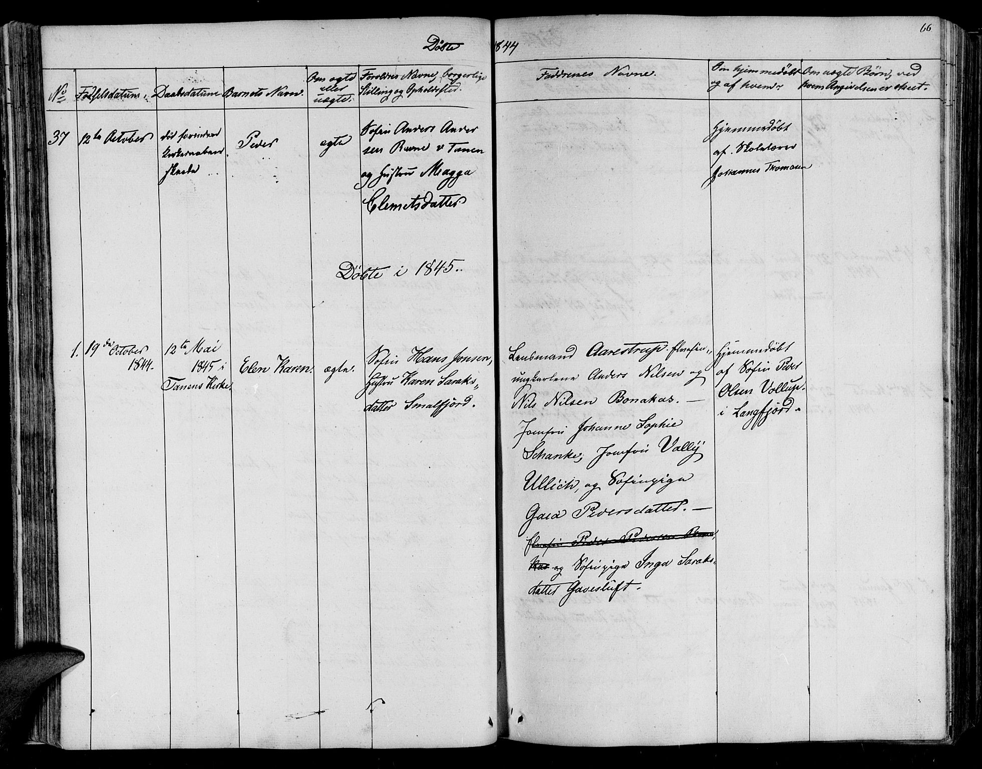 Lebesby sokneprestkontor, AV/SATØ-S-1353/H/Ha/L0003kirke: Parish register (official) no. 3, 1833-1852, p. 66