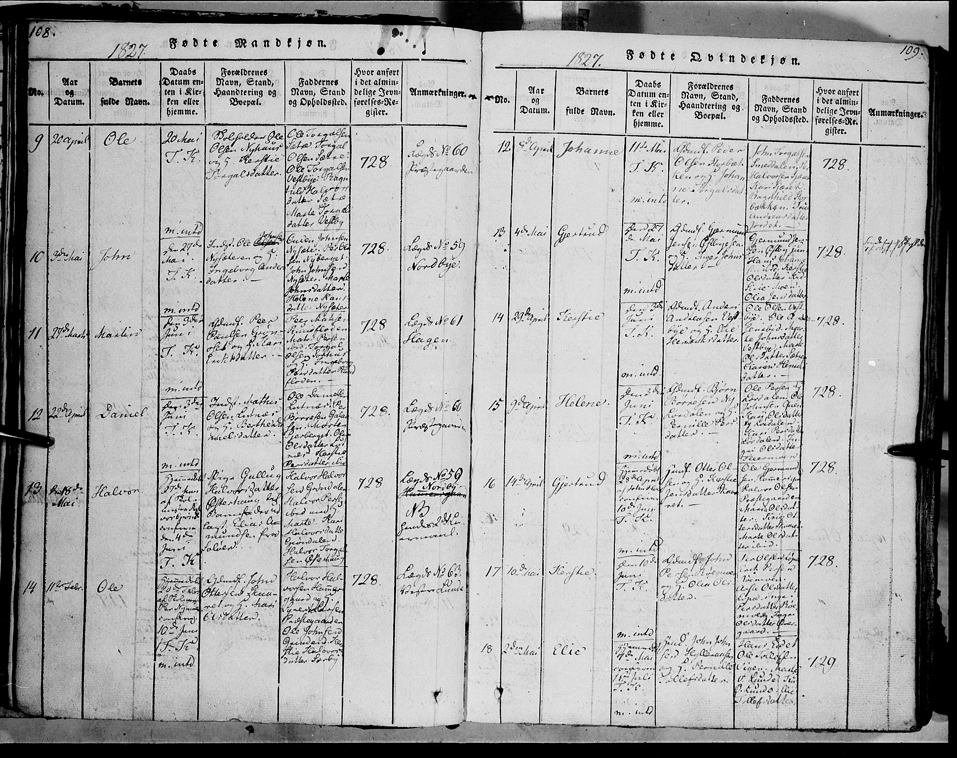 Trysil prestekontor, SAH/PREST-046/H/Ha/Haa/L0003: Parish register (official) no. 3 /1, 1814-1841, p. 108-109
