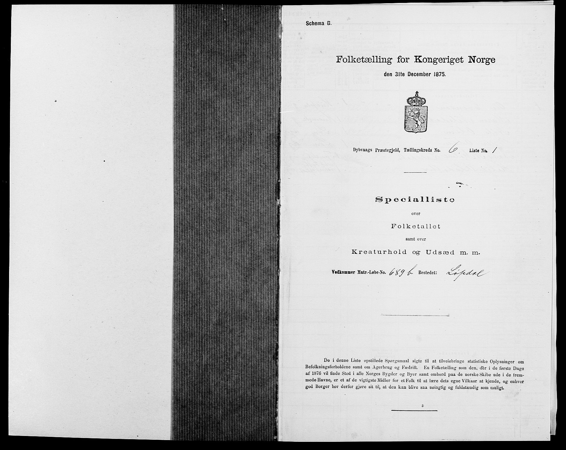 SAK, 1875 census for 0915P Dypvåg, 1875, p. 719