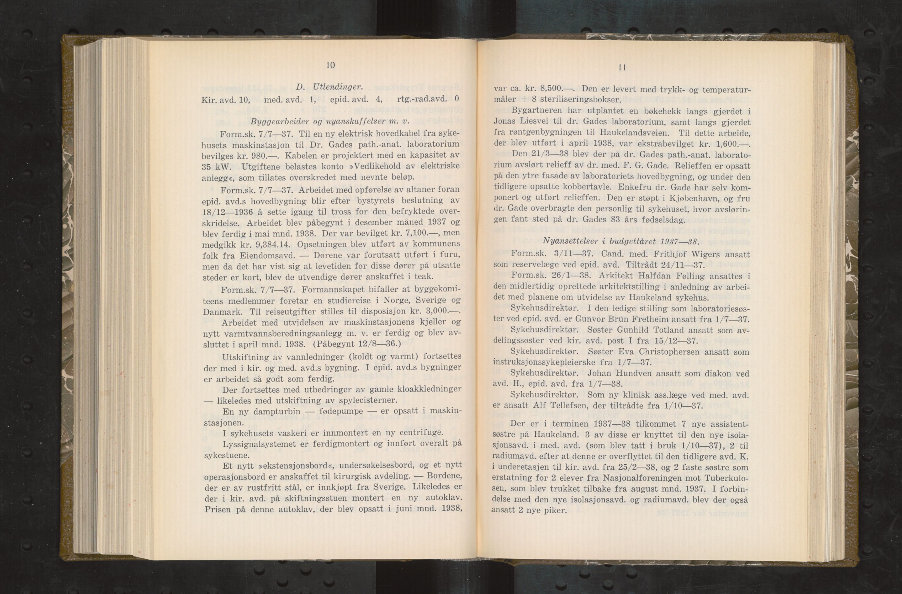 Haukeland Sykehus, Direktøren, BBA/A-2050.04/Æa/L0006: Årsberetninger 1937-1940, 1937-1940, p. 4