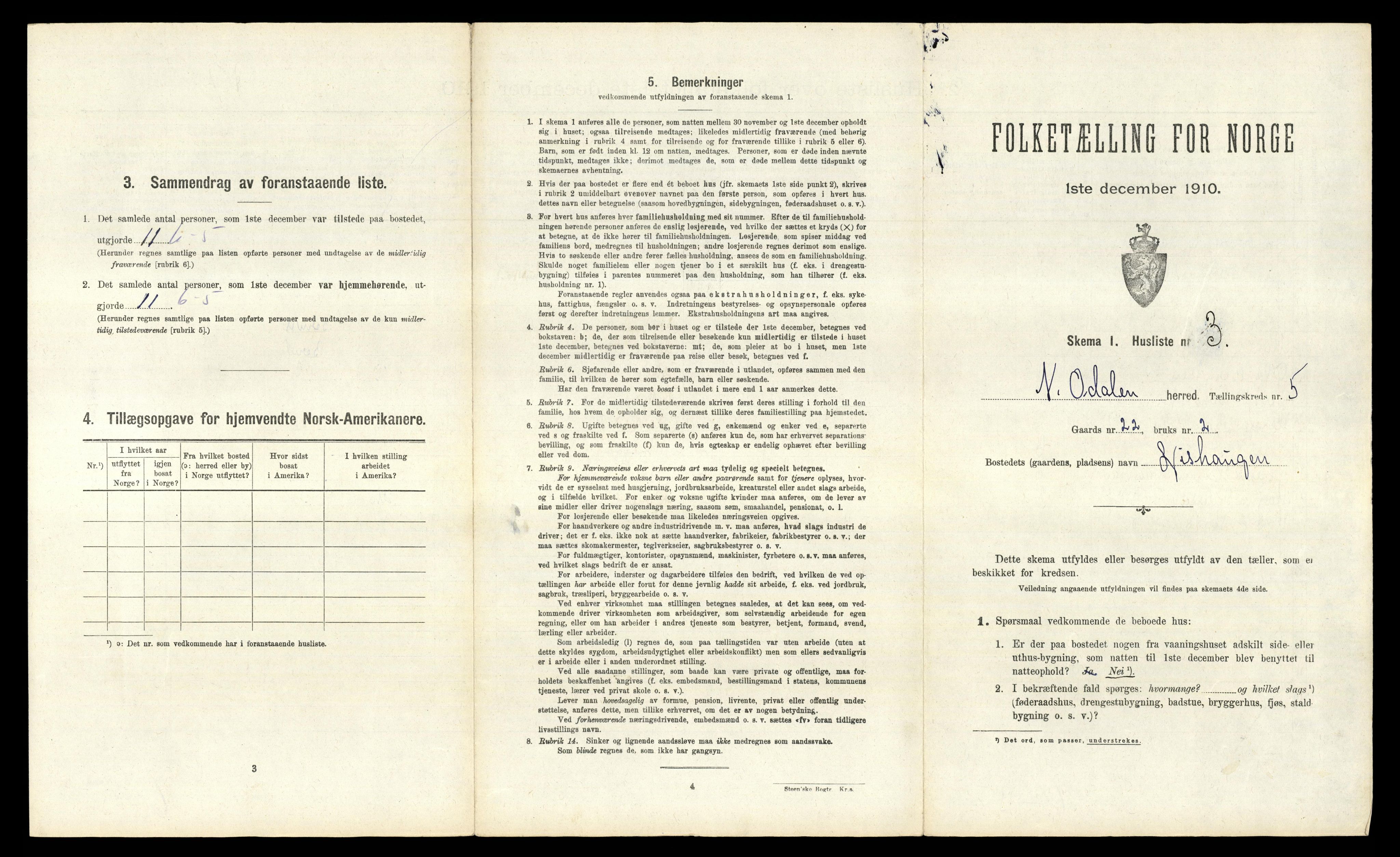 RA, 1910 census for Nord-Odal, 1910, p. 541