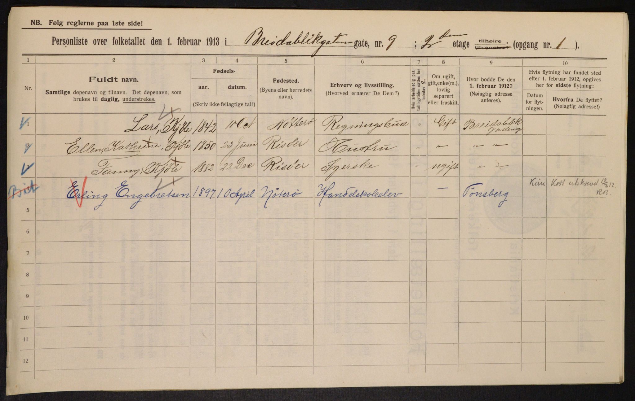 OBA, Municipal Census 1913 for Kristiania, 1913, p. 8010