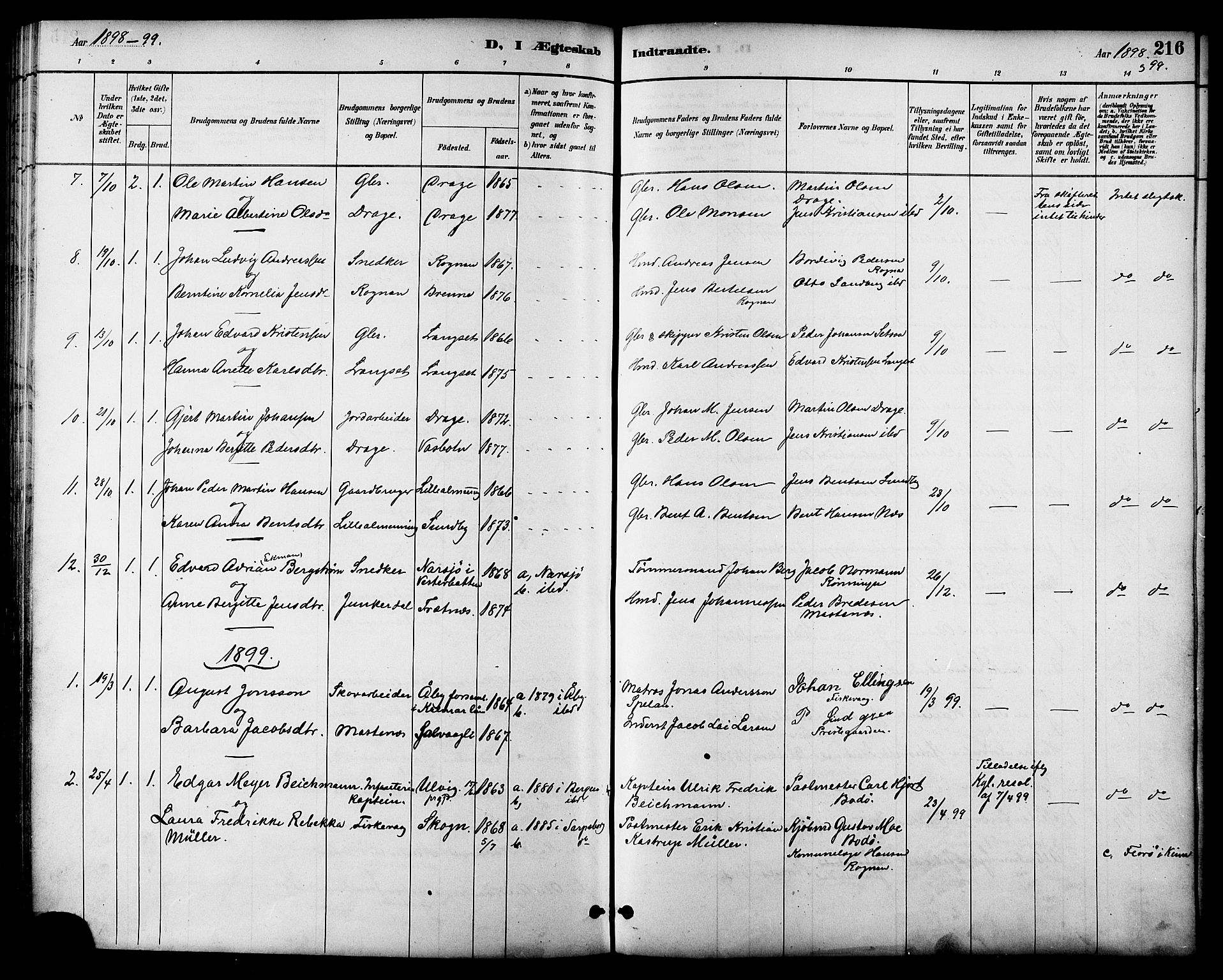 Ministerialprotokoller, klokkerbøker og fødselsregistre - Nordland, SAT/A-1459/847/L0669: Parish register (official) no. 847A09, 1887-1901, p. 216
