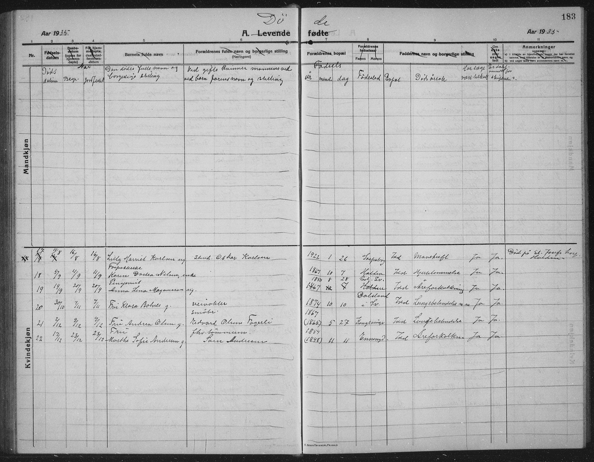 Idd prestekontor Kirkebøker, SAO/A-10911/G/Gb/L0003: Parish register (copy) no. II 3, 1914-1940, p. 183