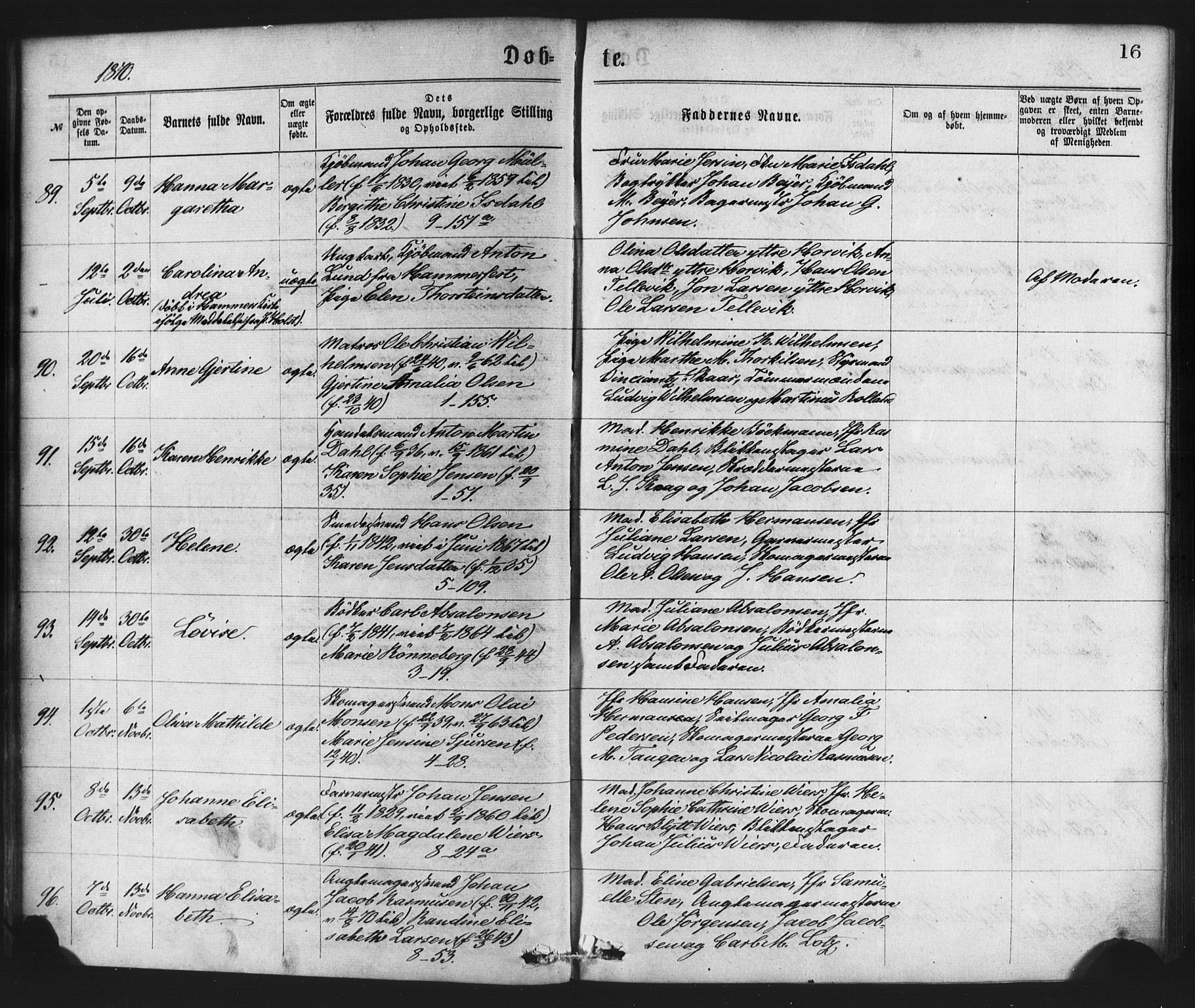 Nykirken Sokneprestembete, AV/SAB-A-77101/H/Haa/L0017: Parish register (official) no. B 4, 1870-1884, p. 16