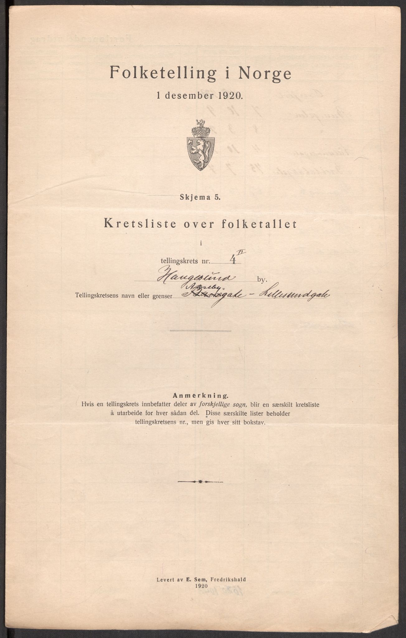 SAST, 1920 census for Haugesund, 1920, p. 18