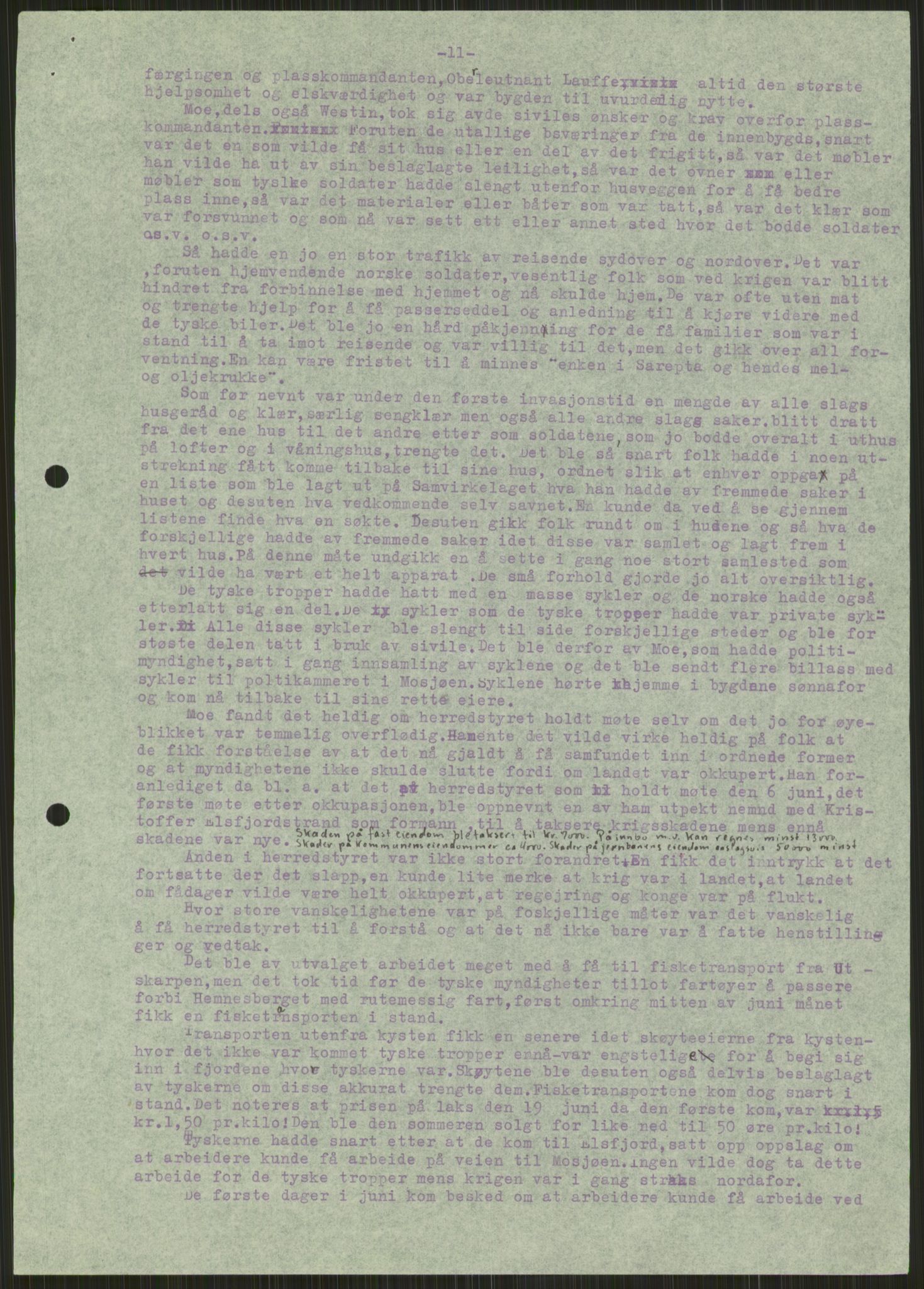 Forsvaret, Forsvarets krigshistoriske avdeling, AV/RA-RAFA-2017/Y/Ya/L0017: II-C-11-31 - Fylkesmenn.  Rapporter om krigsbegivenhetene 1940., 1940, p. 130