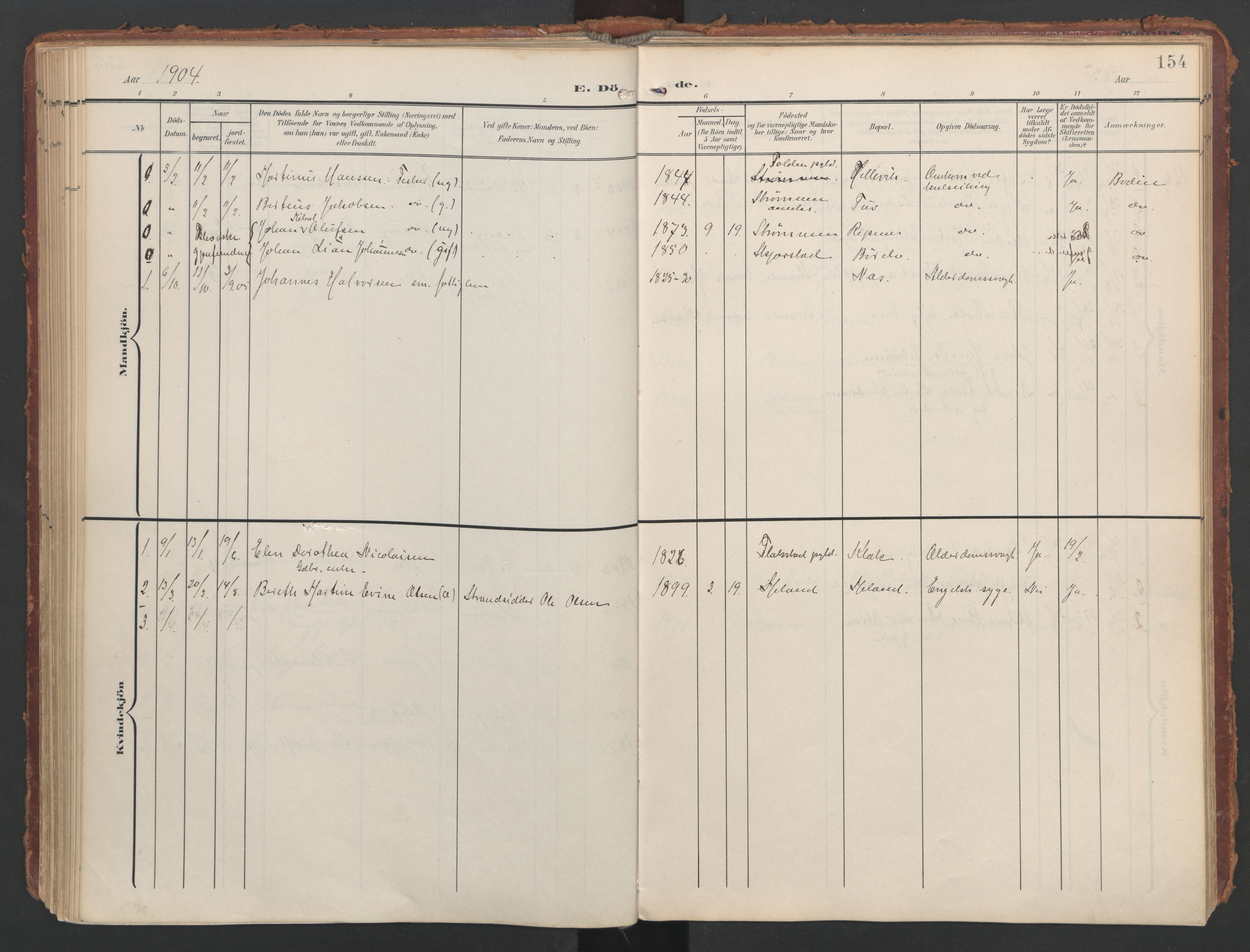 Ministerialprotokoller, klokkerbøker og fødselsregistre - Nordland, SAT/A-1459/808/L0129: Parish register (official) no. 808A02, 1903-1931, p. 154