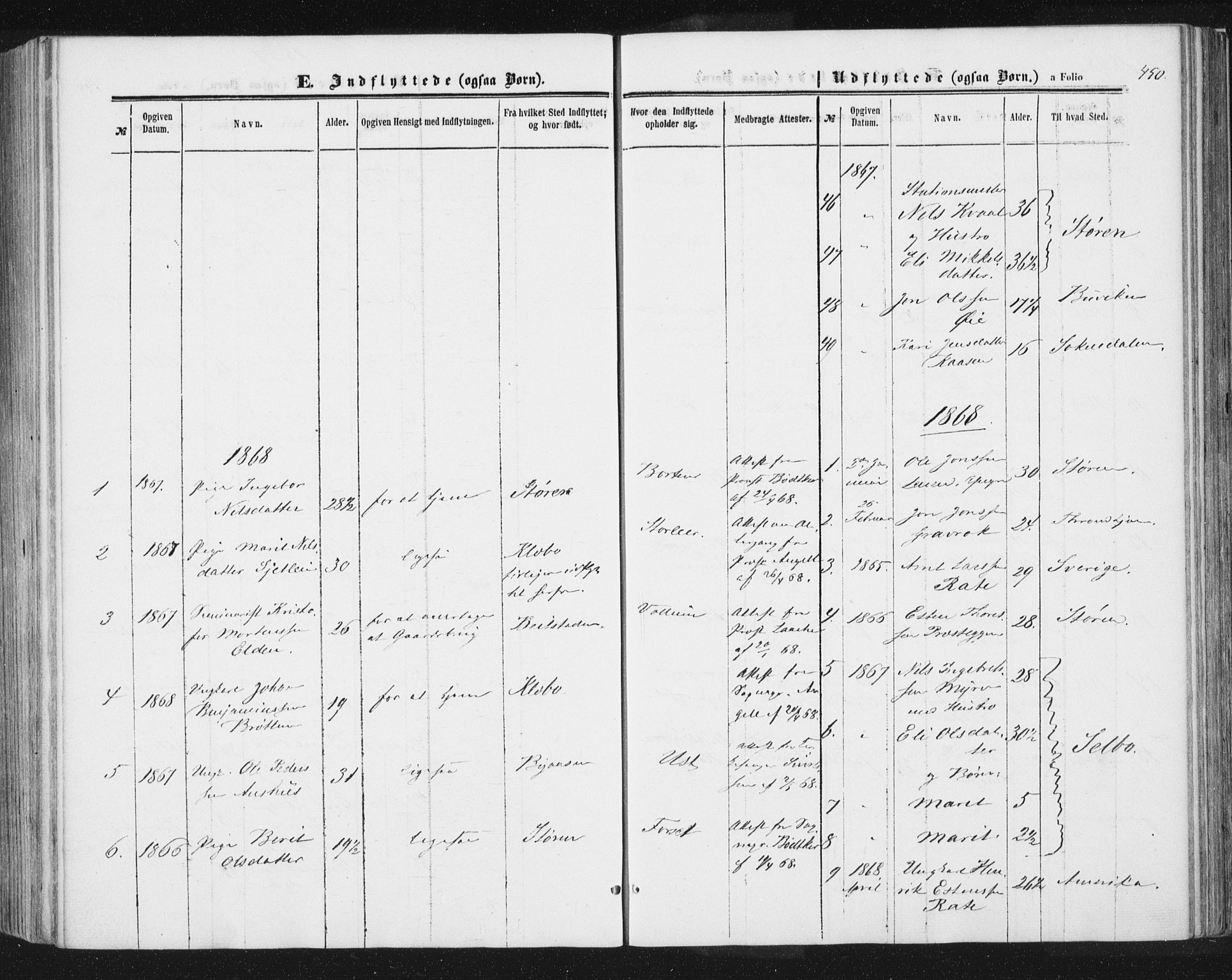 Ministerialprotokoller, klokkerbøker og fødselsregistre - Sør-Trøndelag, SAT/A-1456/691/L1077: Parish register (official) no. 691A09, 1862-1873, p. 450