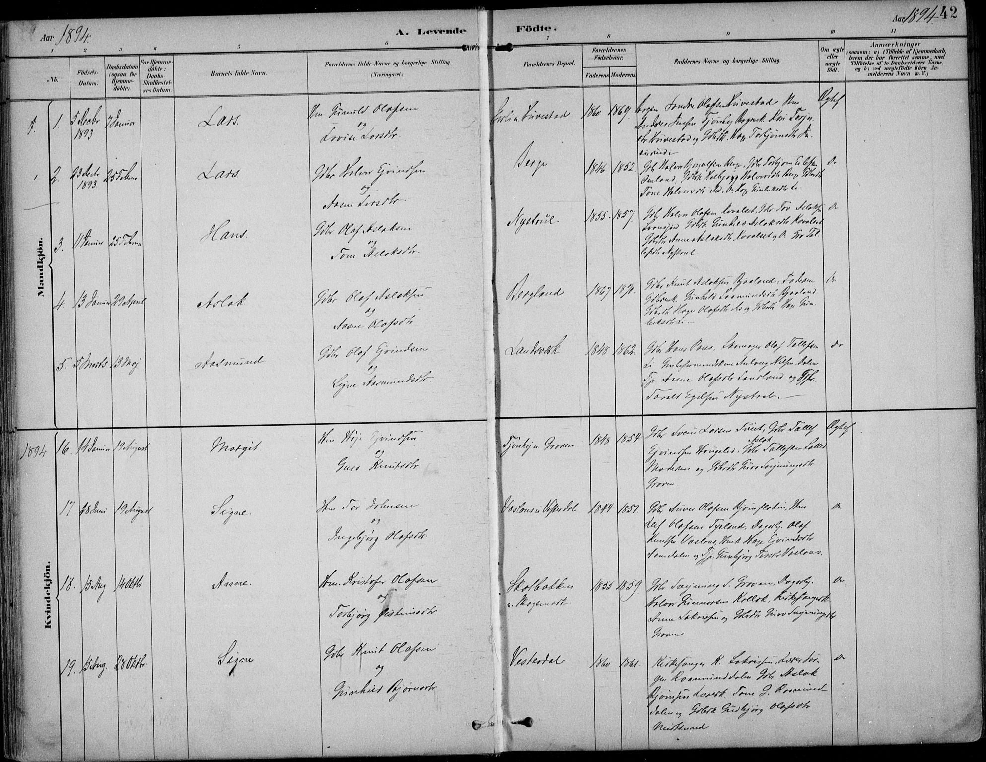 Kviteseid kirkebøker, AV/SAKO-A-276/F/Fb/L0002: Parish register (official) no. II 2, 1882-1916, p. 42