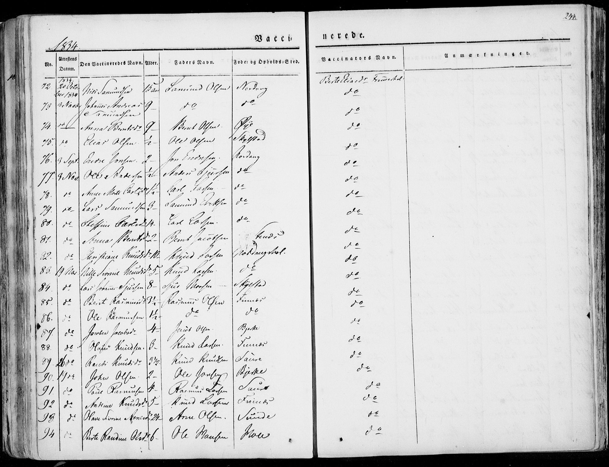 Ministerialprotokoller, klokkerbøker og fødselsregistre - Møre og Romsdal, AV/SAT-A-1454/515/L0208: Parish register (official) no. 515A04, 1830-1846, p. 244