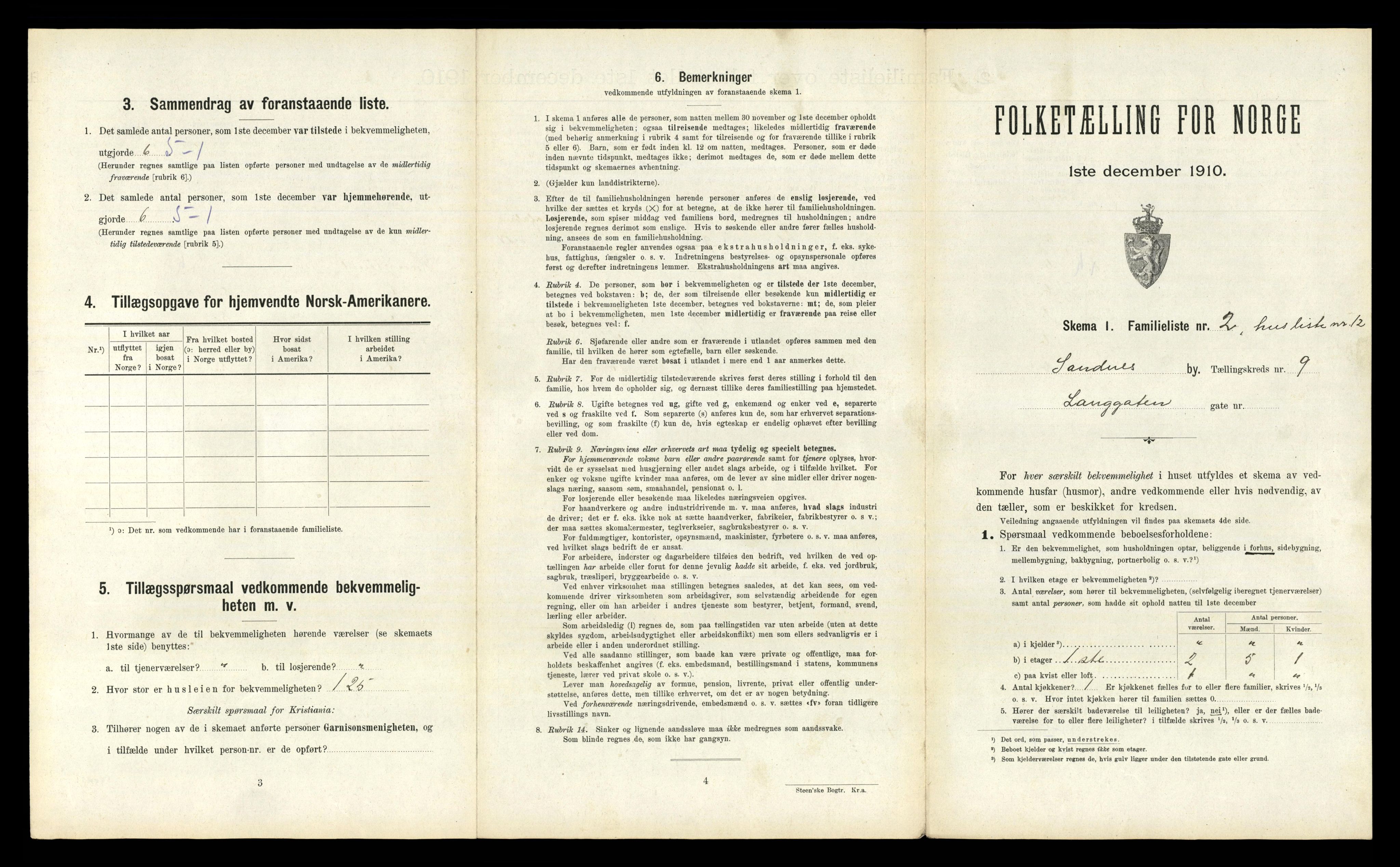 RA, 1910 census for Sandnes, 1910, p. 996