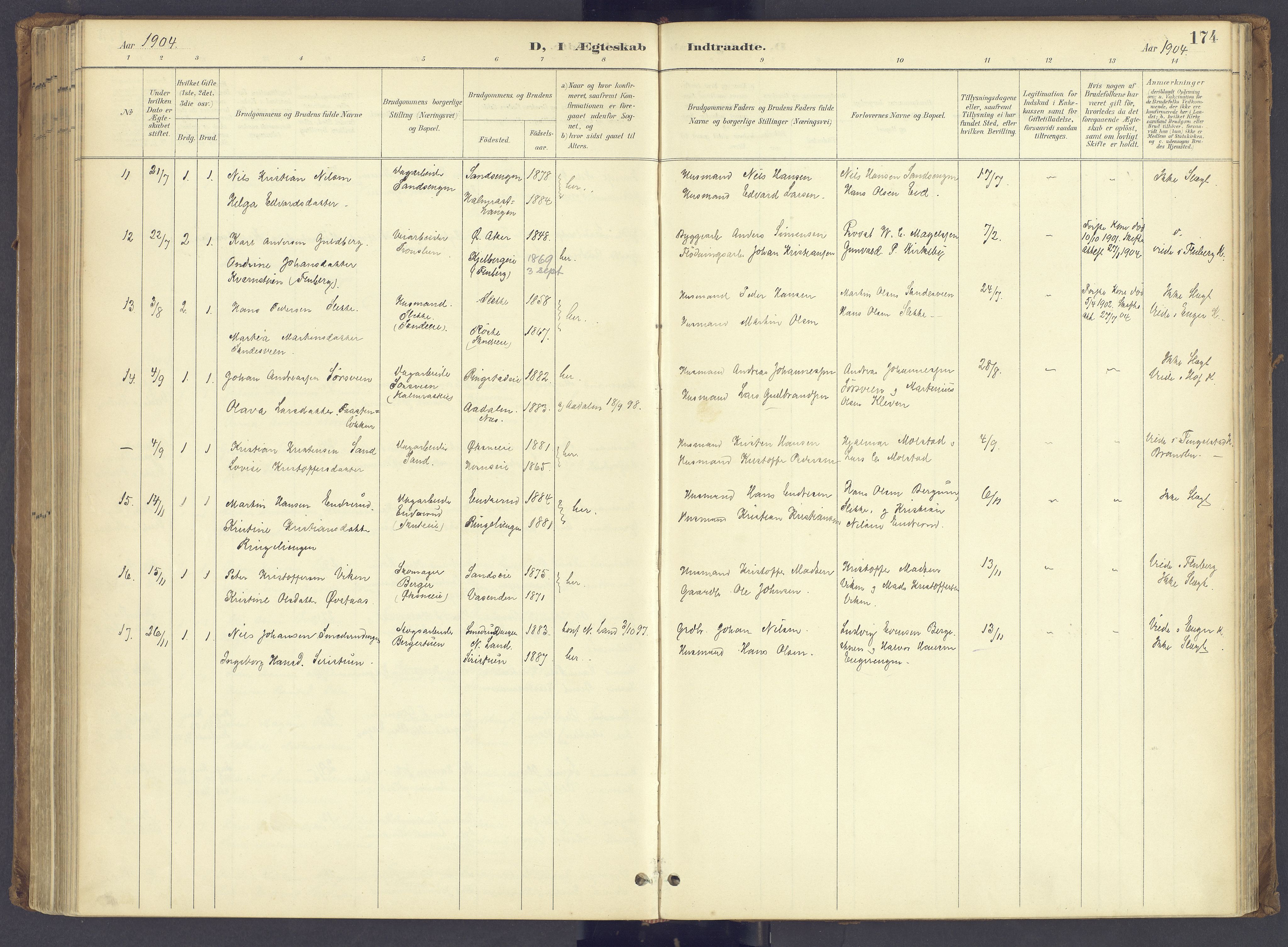 Søndre Land prestekontor, AV/SAH-PREST-122/K/L0006: Parish register (official) no. 6, 1895-1904, p. 174