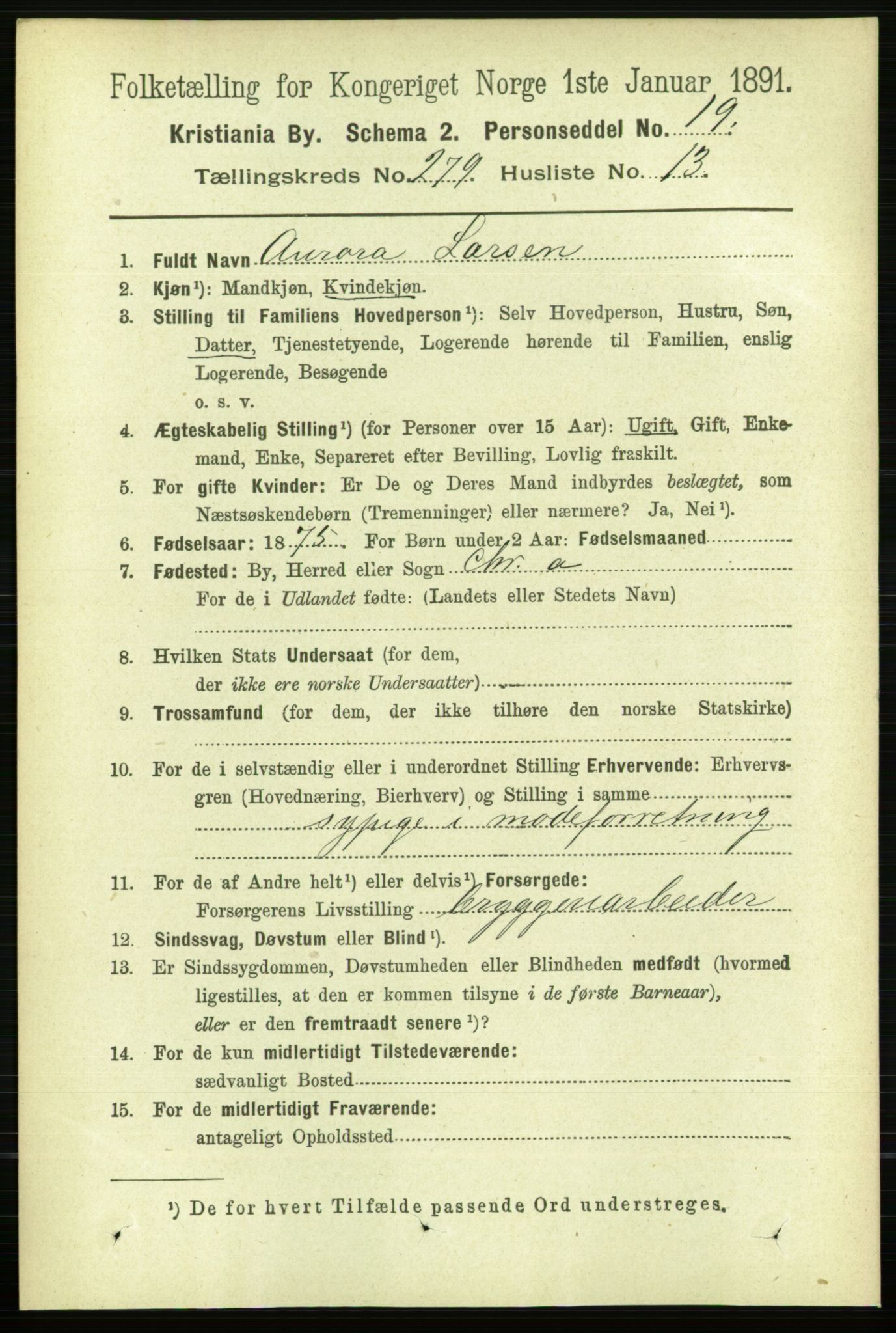 RA, 1891 census for 0301 Kristiania, 1891, p. 169636