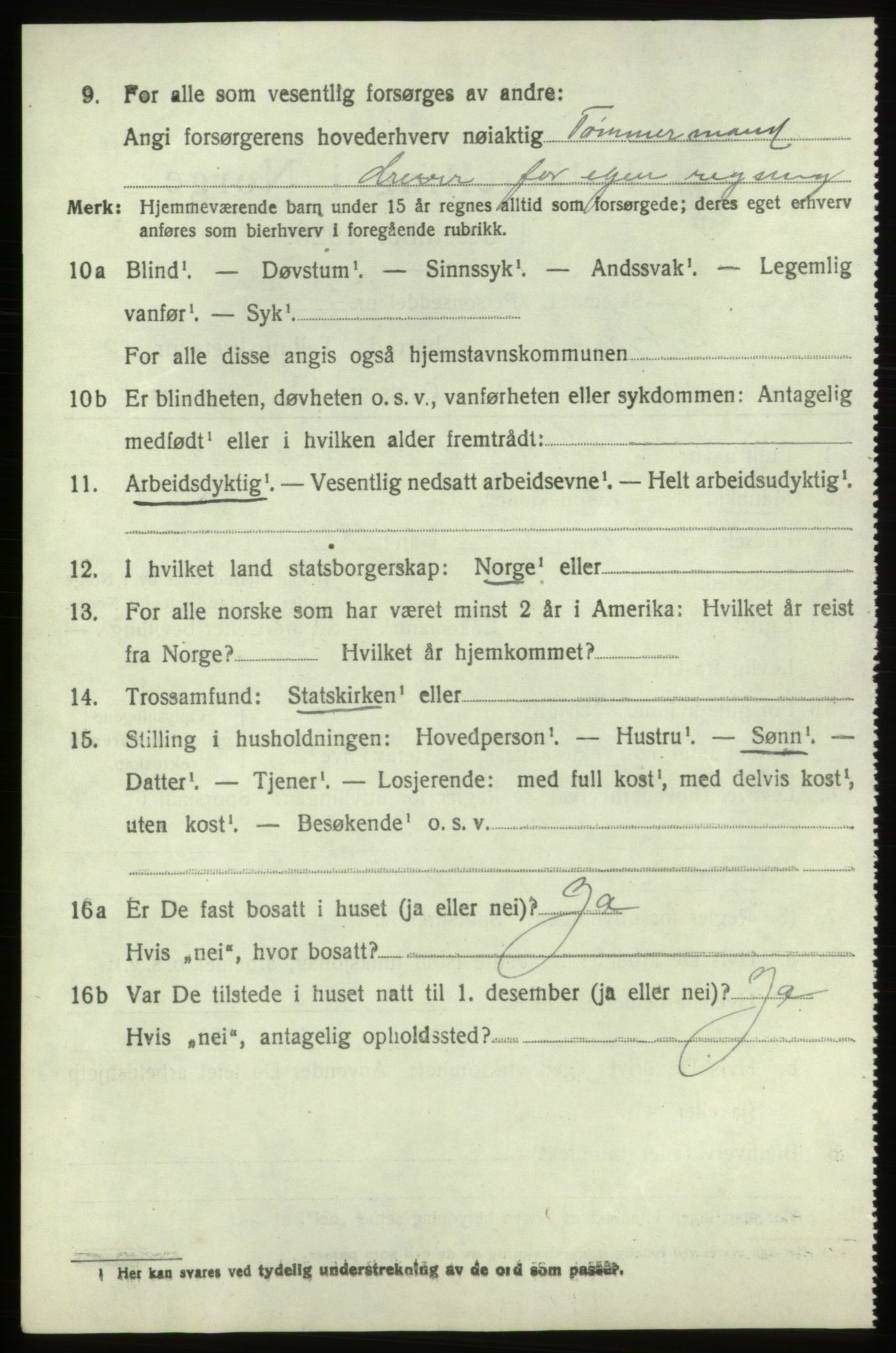 SAB, 1920 census for Fitjar, 1920, p. 4305