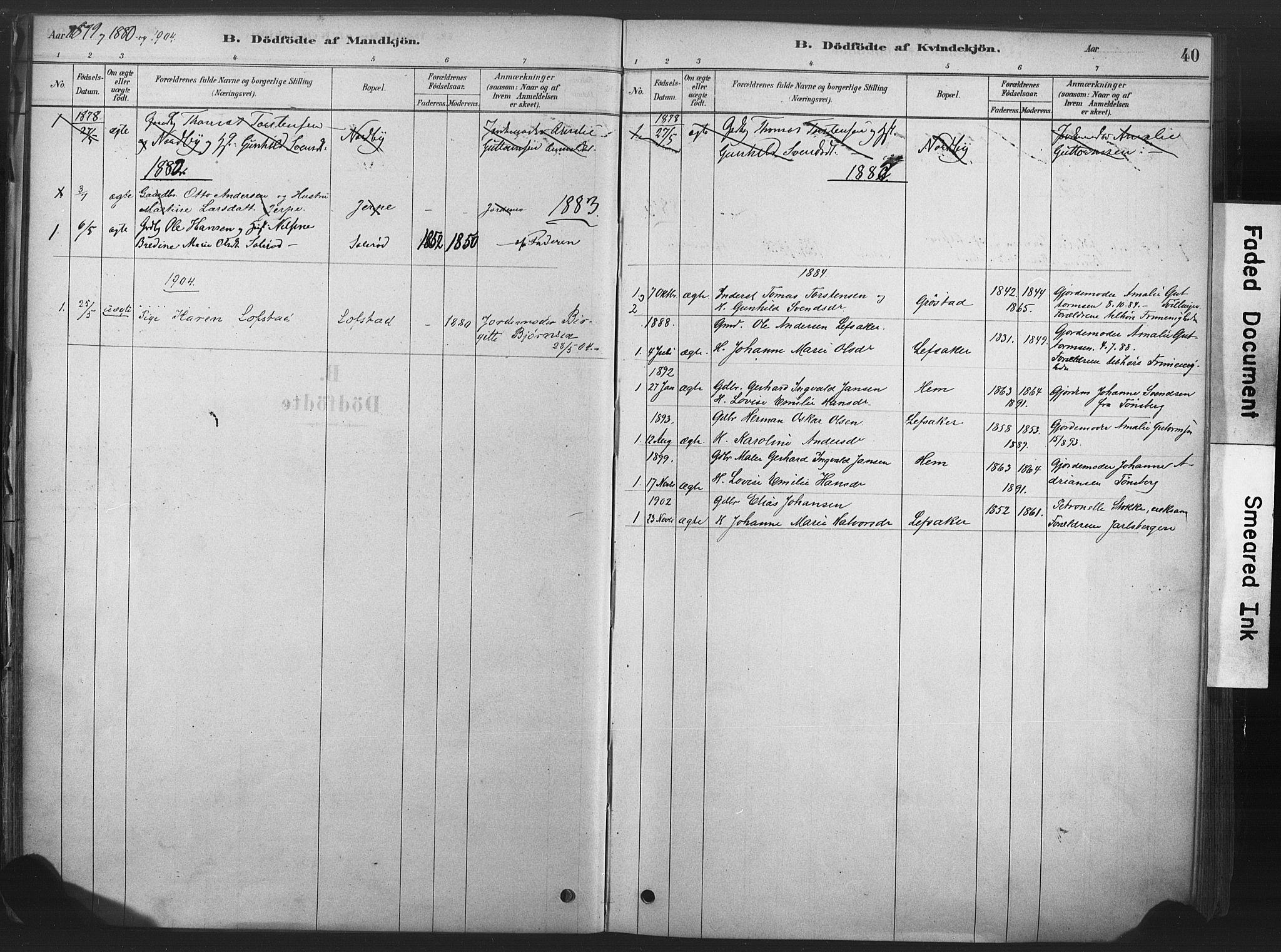 Våle kirkebøker, AV/SAKO-A-334/F/Fb/L0002: Parish register (official) no. II 2, 1878-1907, p. 40