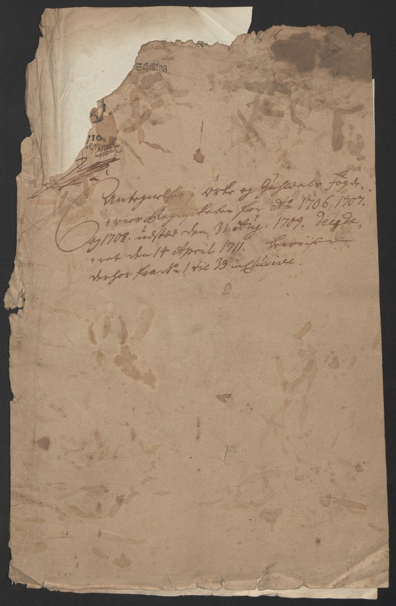 Rentekammeret inntil 1814, Reviderte regnskaper, Fogderegnskap, AV/RA-EA-4092/R60/L3958: Fogderegnskap Orkdal og Gauldal, 1708, p. 424