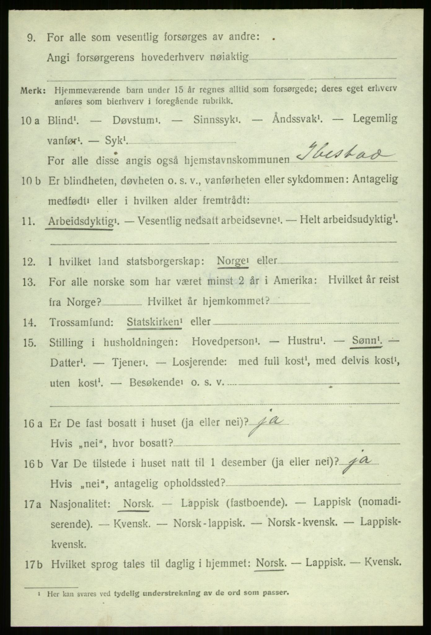 SATØ, 1920 census for Ibestad, 1920, p. 5423