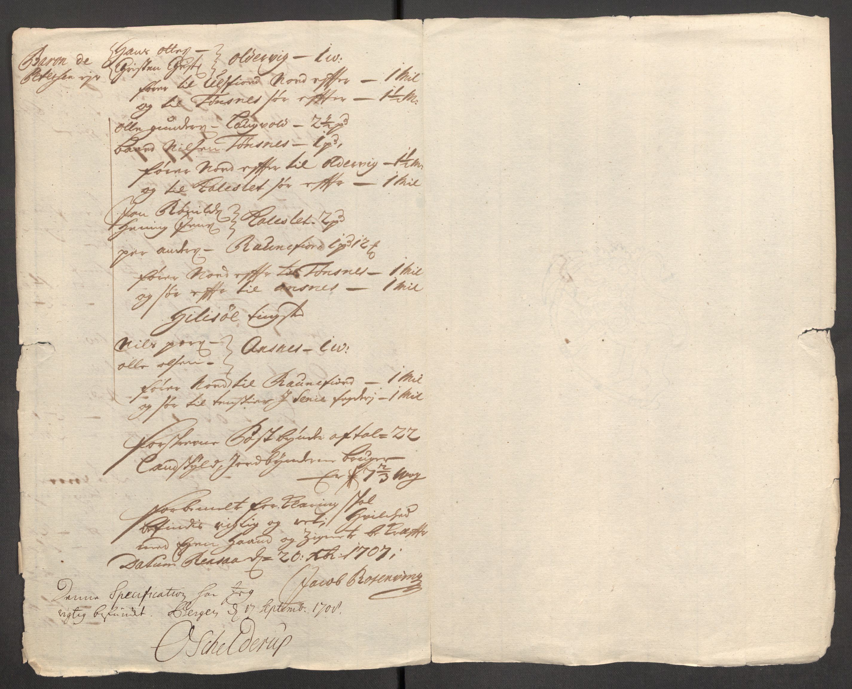 Rentekammeret inntil 1814, Reviderte regnskaper, Fogderegnskap, AV/RA-EA-4092/R68/L4756: Fogderegnskap Senja og Troms, 1705-1707, p. 358