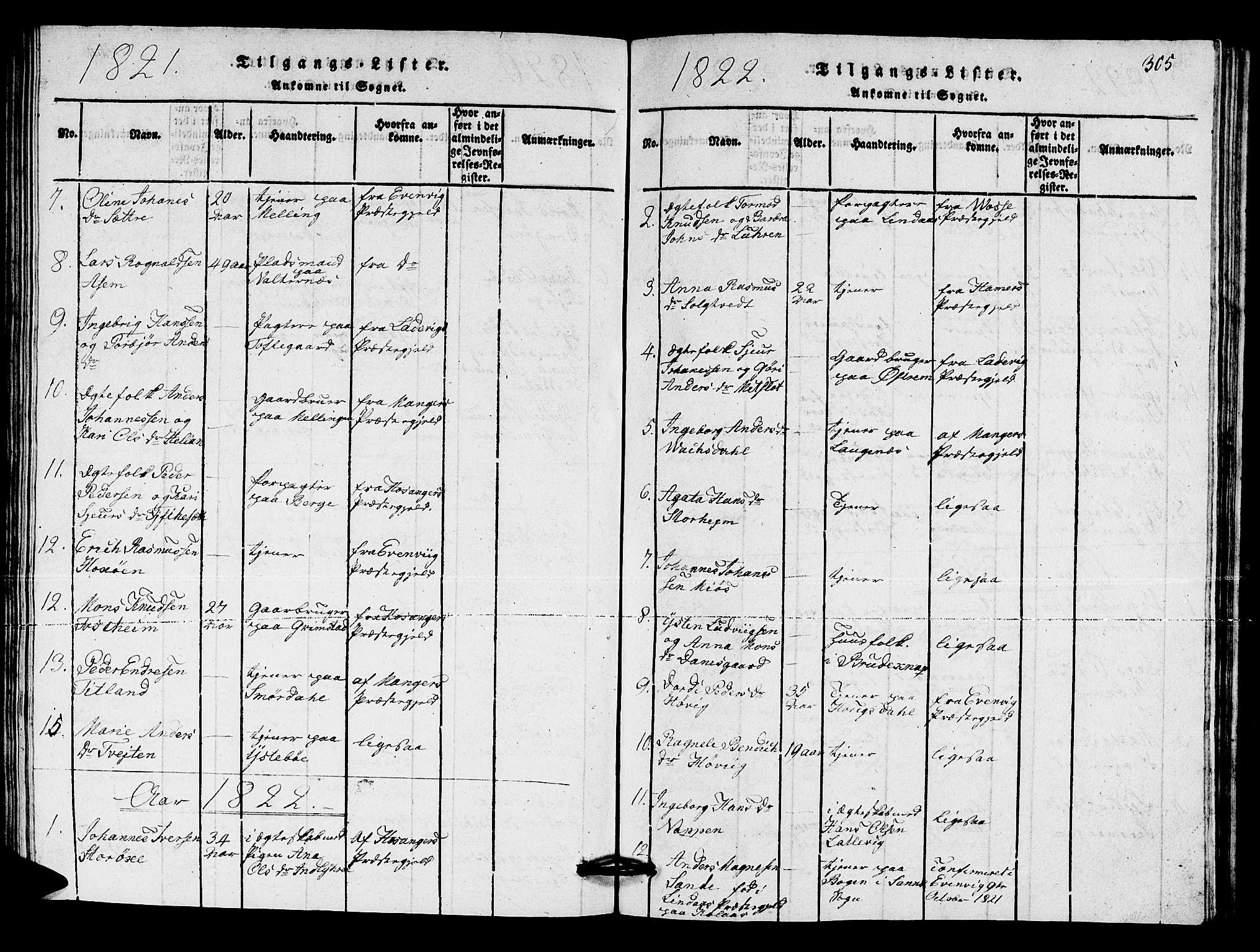 Lindås Sokneprestembete, SAB/A-76701/H/Hab: Parish register (copy) no. A 1, 1816-1823, p. 305