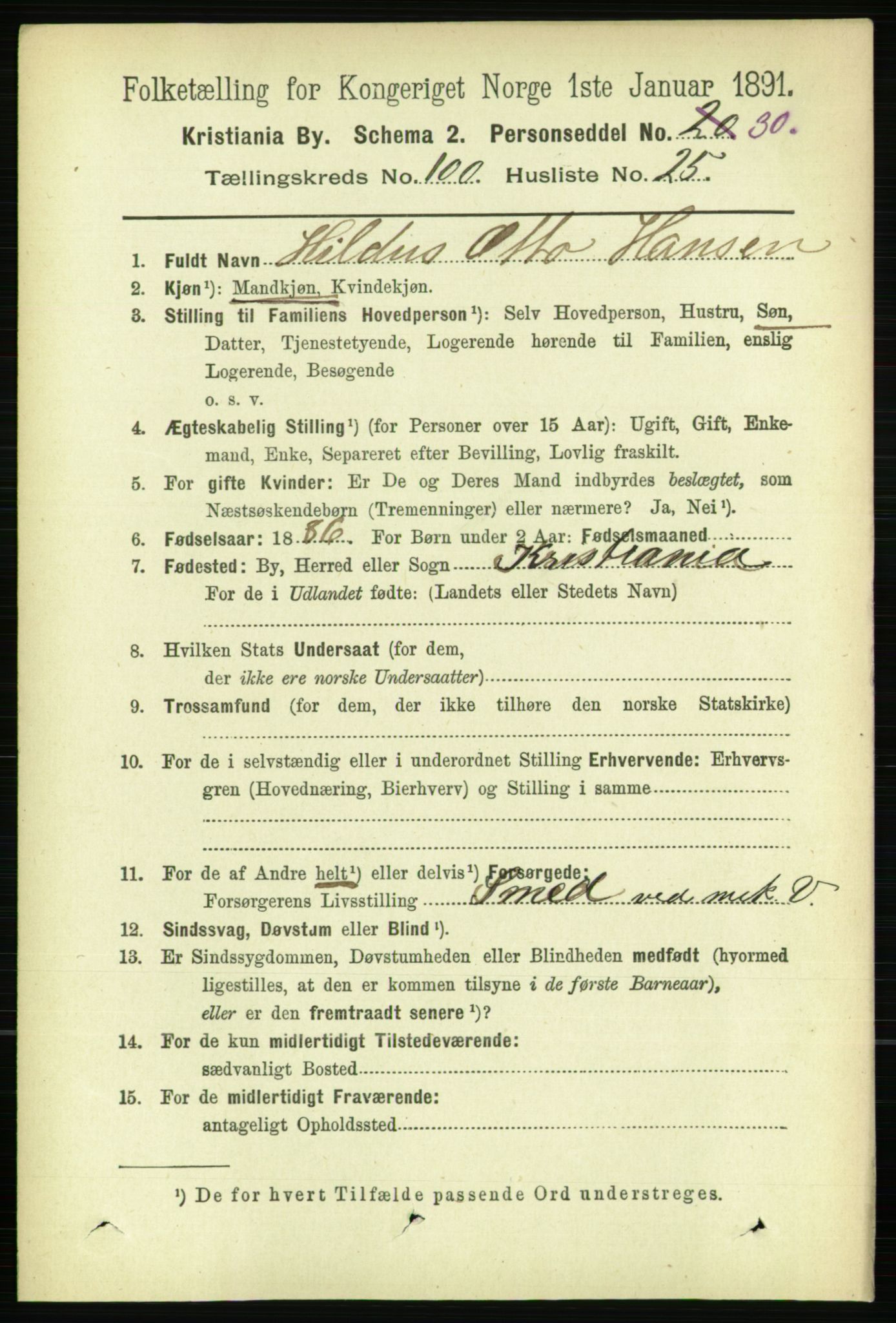 RA, 1891 census for 0301 Kristiania, 1891, p. 49954