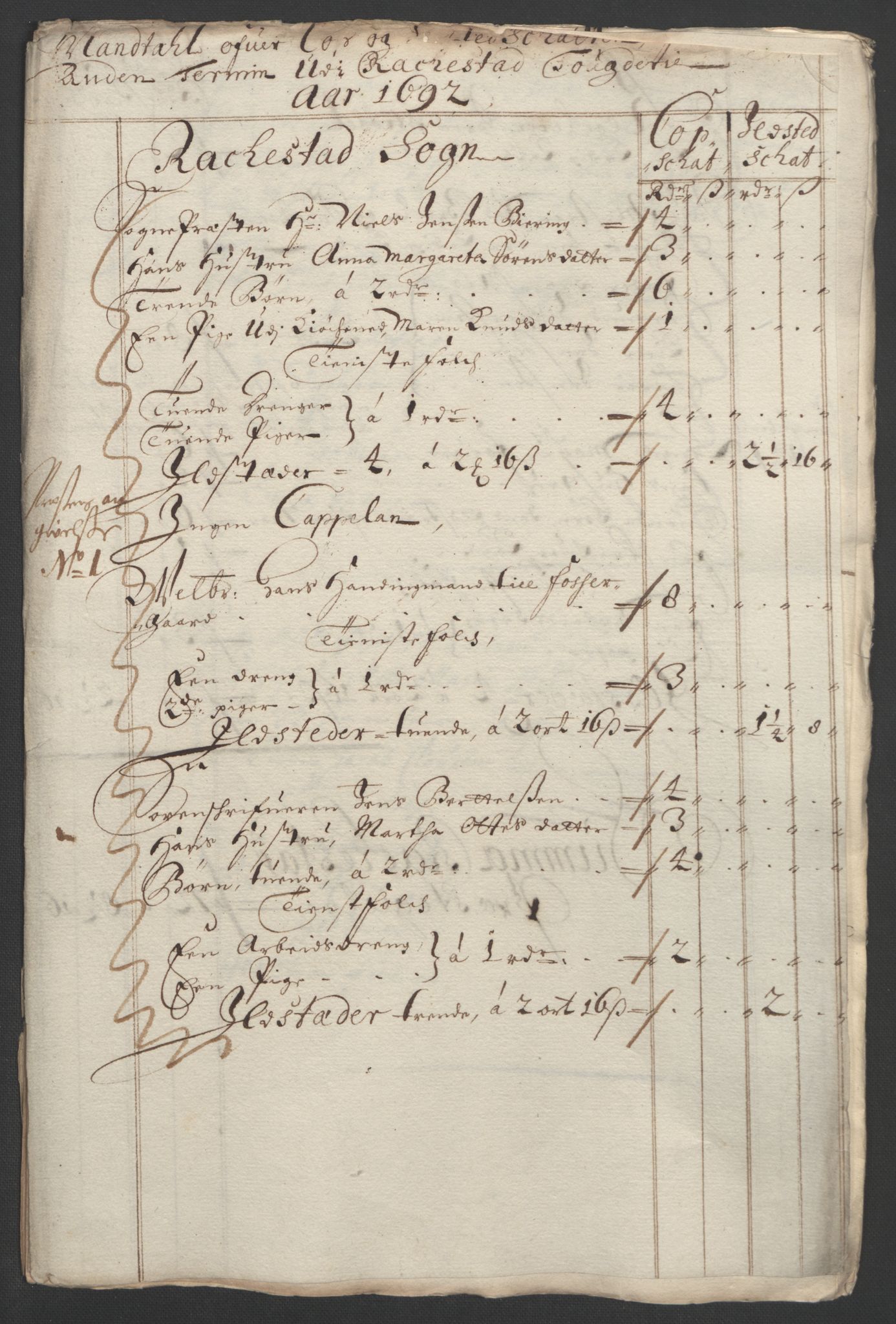 Rentekammeret inntil 1814, Reviderte regnskaper, Fogderegnskap, RA/EA-4092/R05/L0278: Fogderegnskap Rakkestad, 1691-1693, p. 301